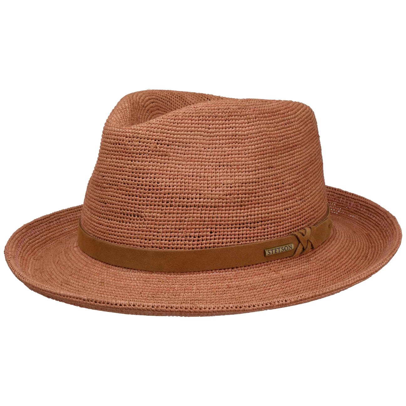 Stetson Women's Terracotta Fedora Crochet Raffia Hat By