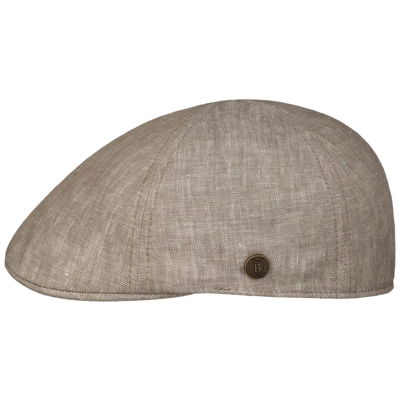 Balmoral Beige-Mottled Uni Duck Linen Flat Cap By