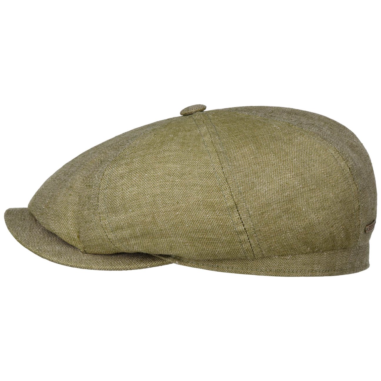 Stetson Khaki Hatteras 8 Panel Linen Flat Cap By