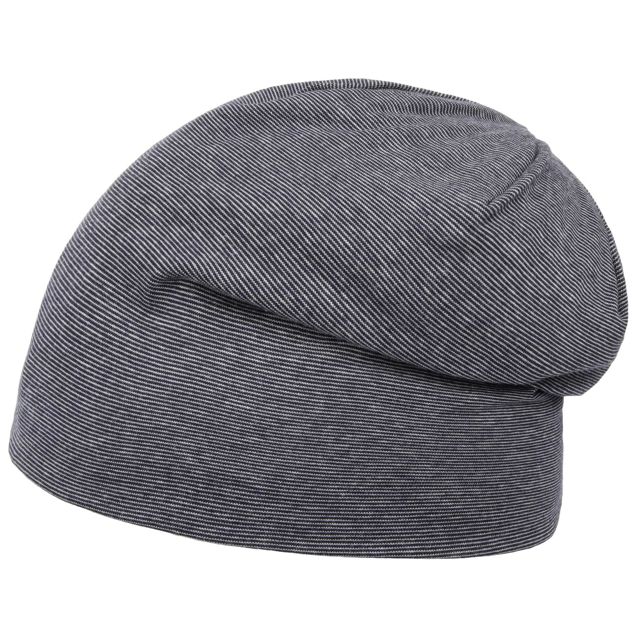 Lipodo Women's Navy Cotton Jersey Stripes Beanie Hat By