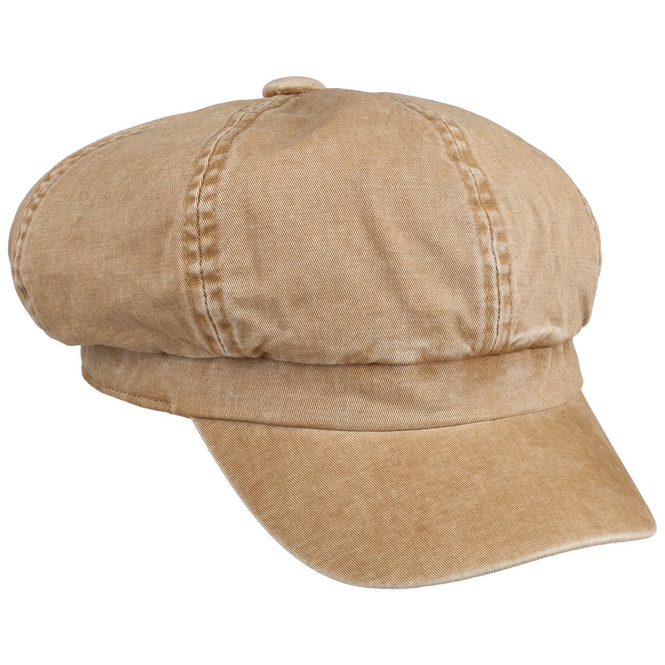 Lipodo Women's Dark Beige Uni Washed Cotton Newsboy Cap By