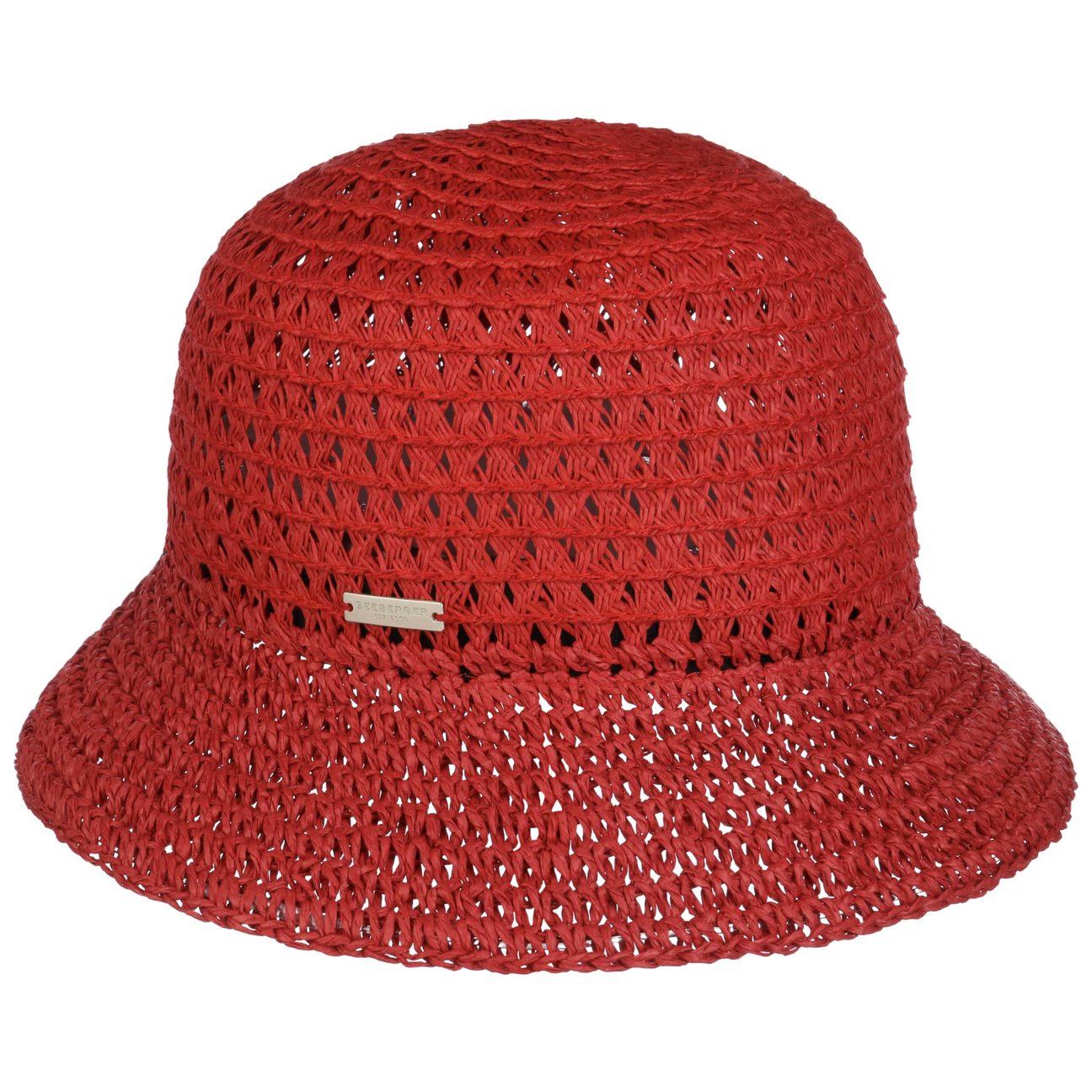 Seeberger Women's Red Uni Crochet Straw Hat By