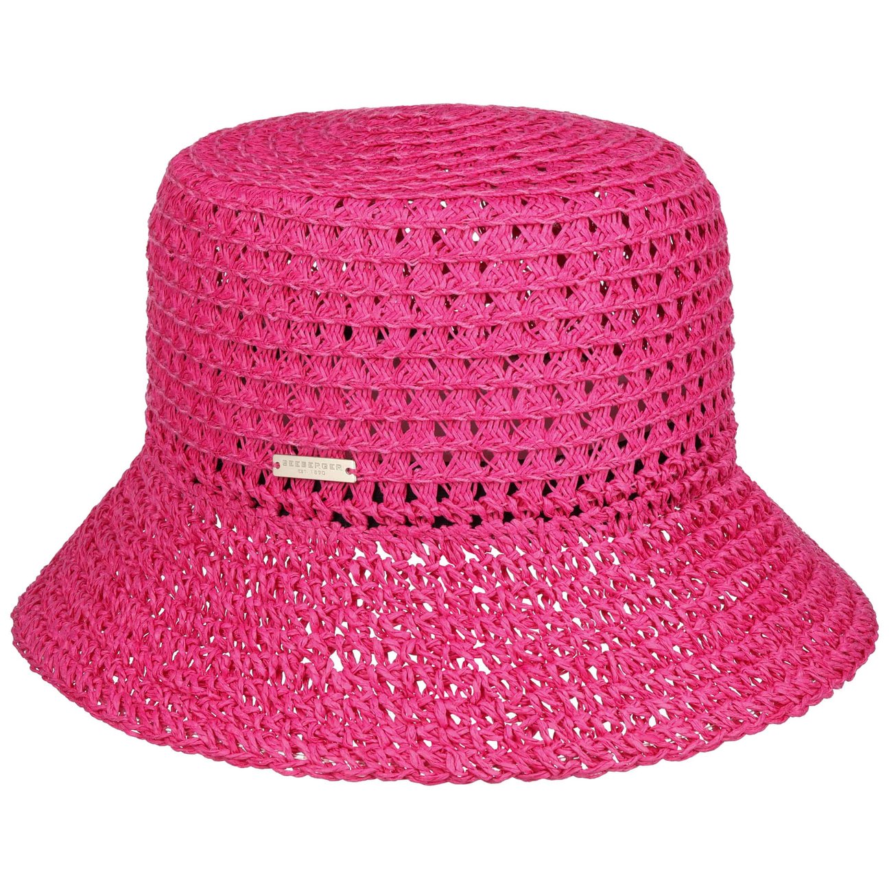 Seeberger Women's Pink Uni Crochet Straw Hat By
