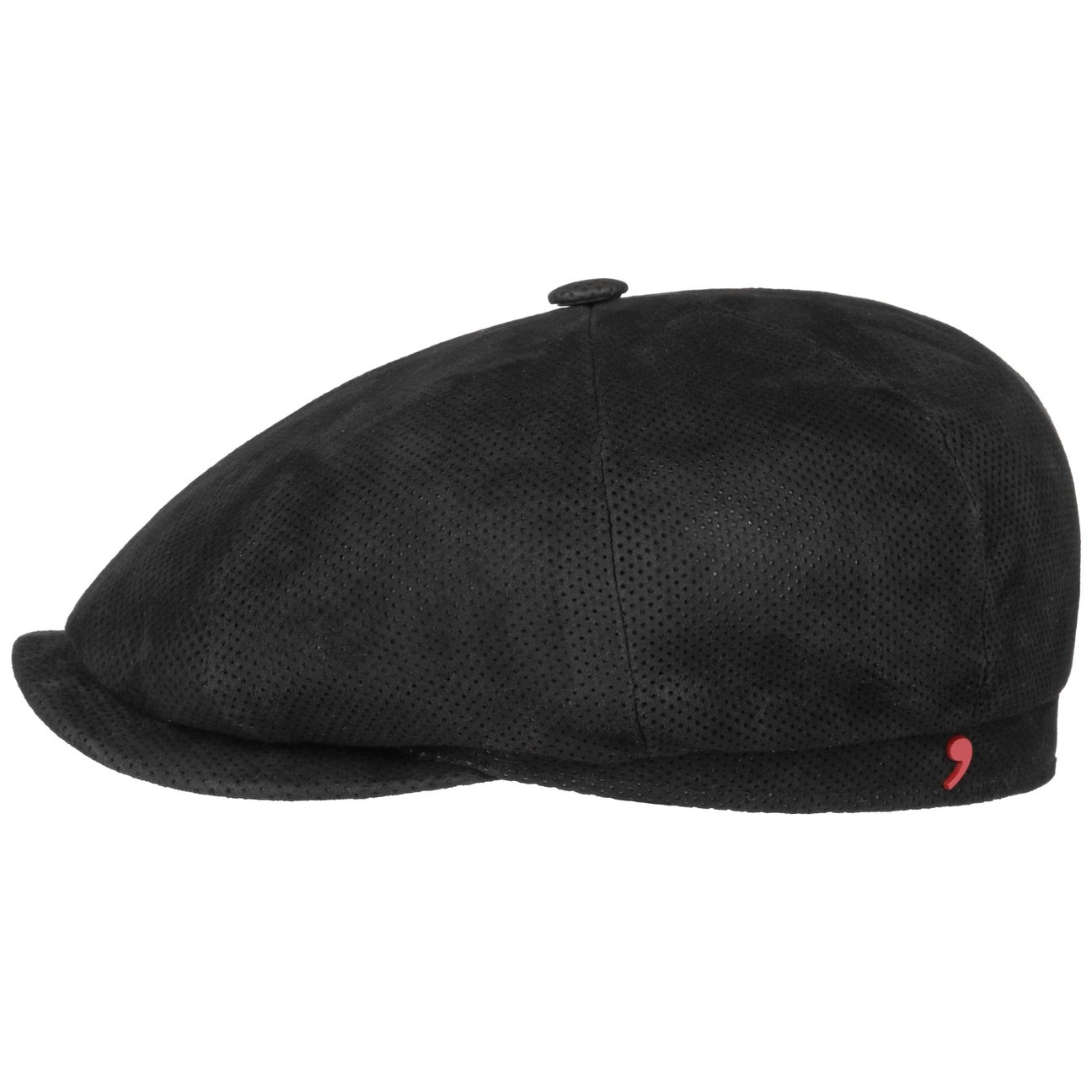 Alfonso D´Este Women's Black Kyoto Perf Leather Flat Cap By Alfonso DEste