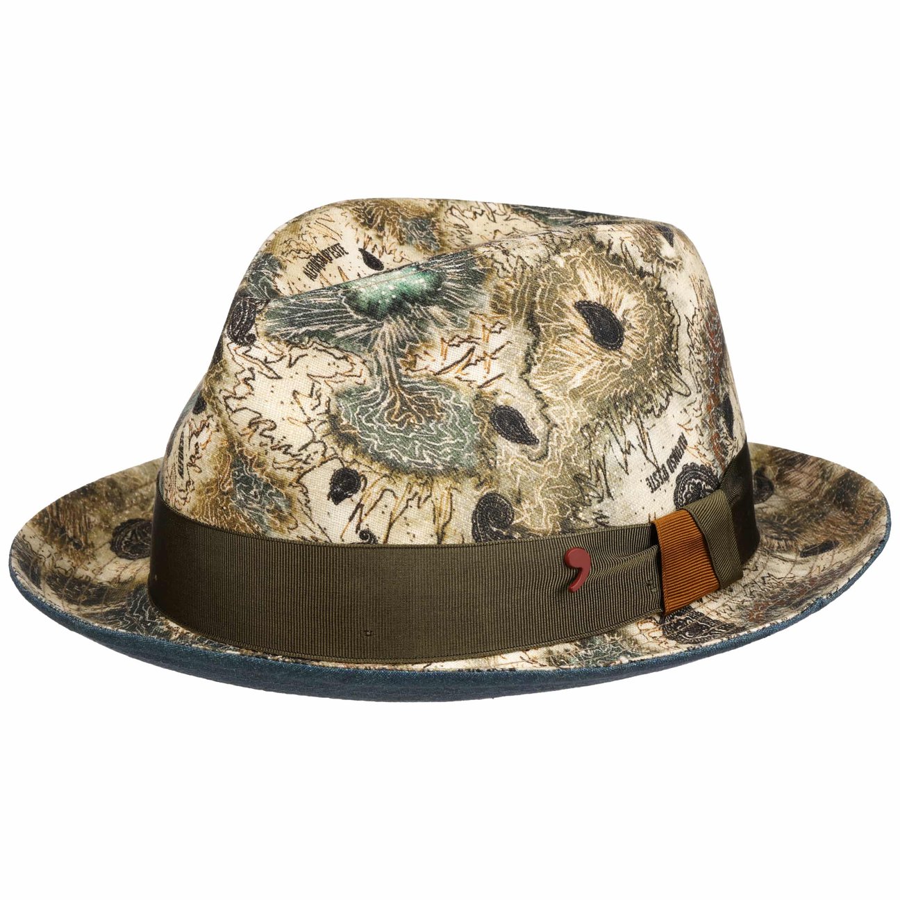 Alfonso D´Este Beige-Green Michael Ad Identity Linen Hat By Alfonso DEste
