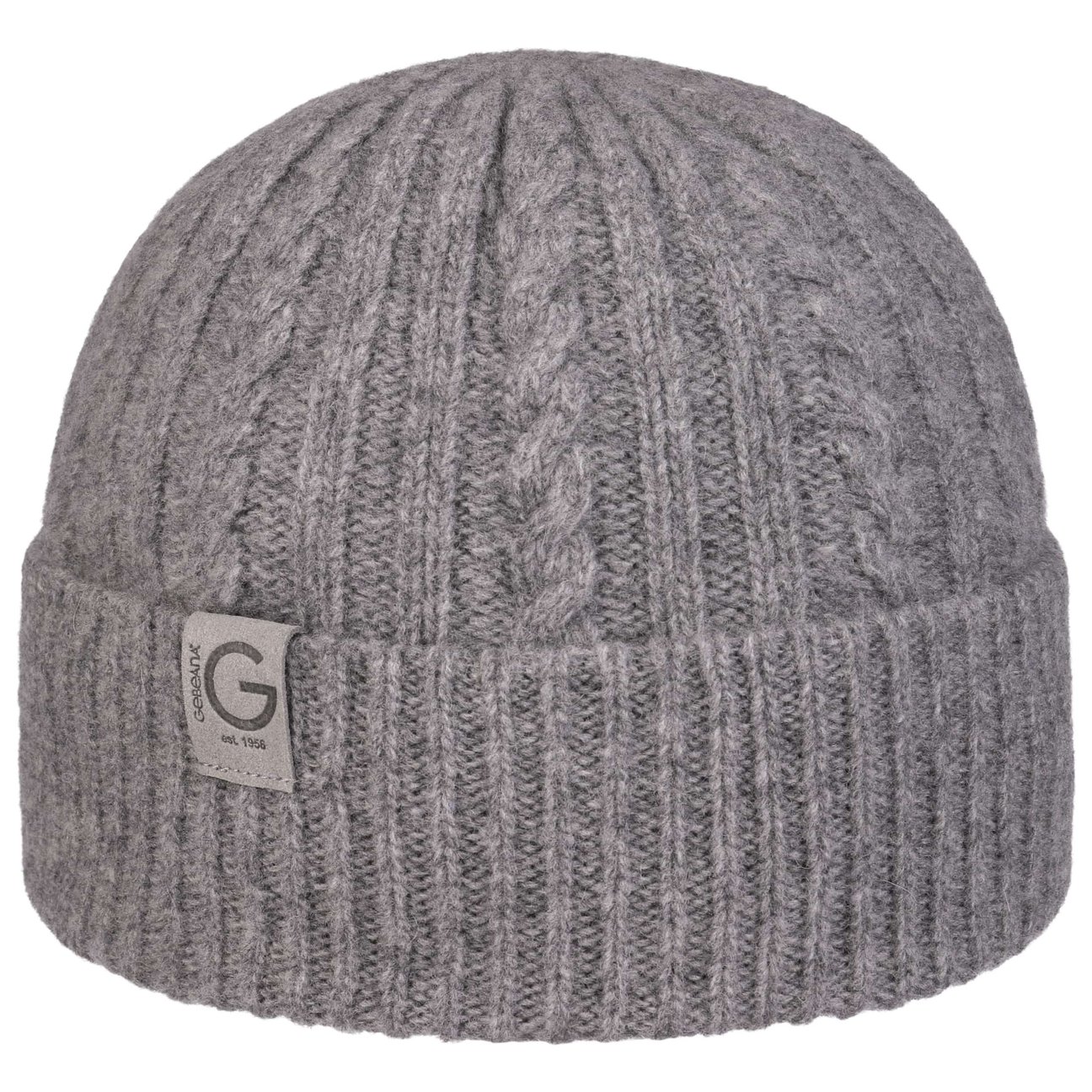 Gebeana Women's Grey Cable Knit Merino Knit Hat By