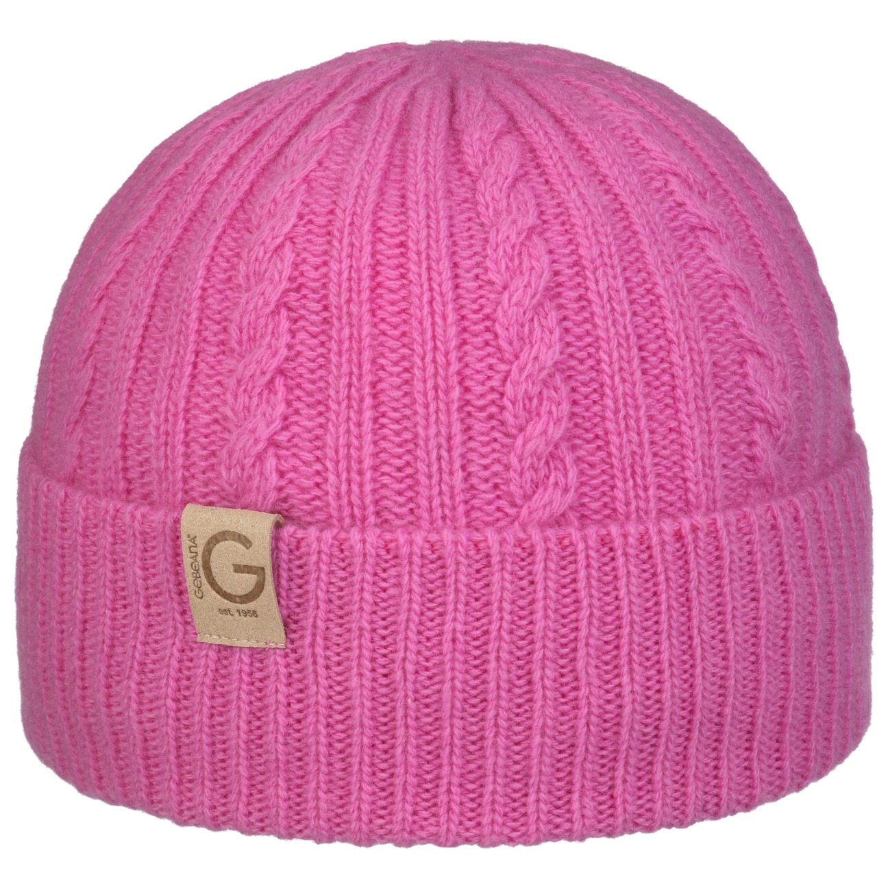 Gebeana Women's Pink Cable Knit Merino Knit Hat By