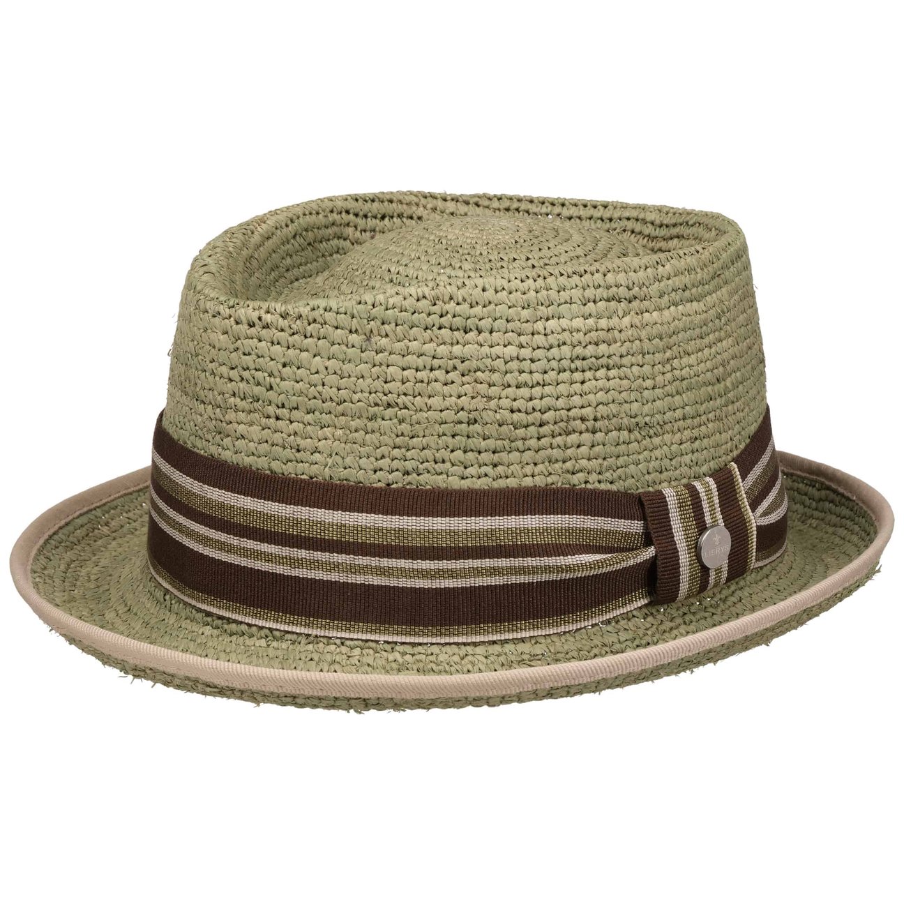 Lierys Women's Olive Crochet Pork Pie Raffia Hat By