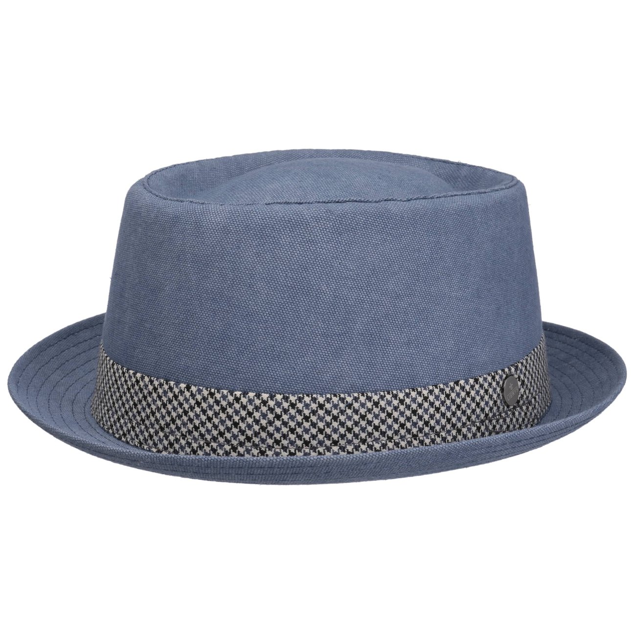 Lierys Women's Blue Houndstooth Ribbon Pork Pie Hat By