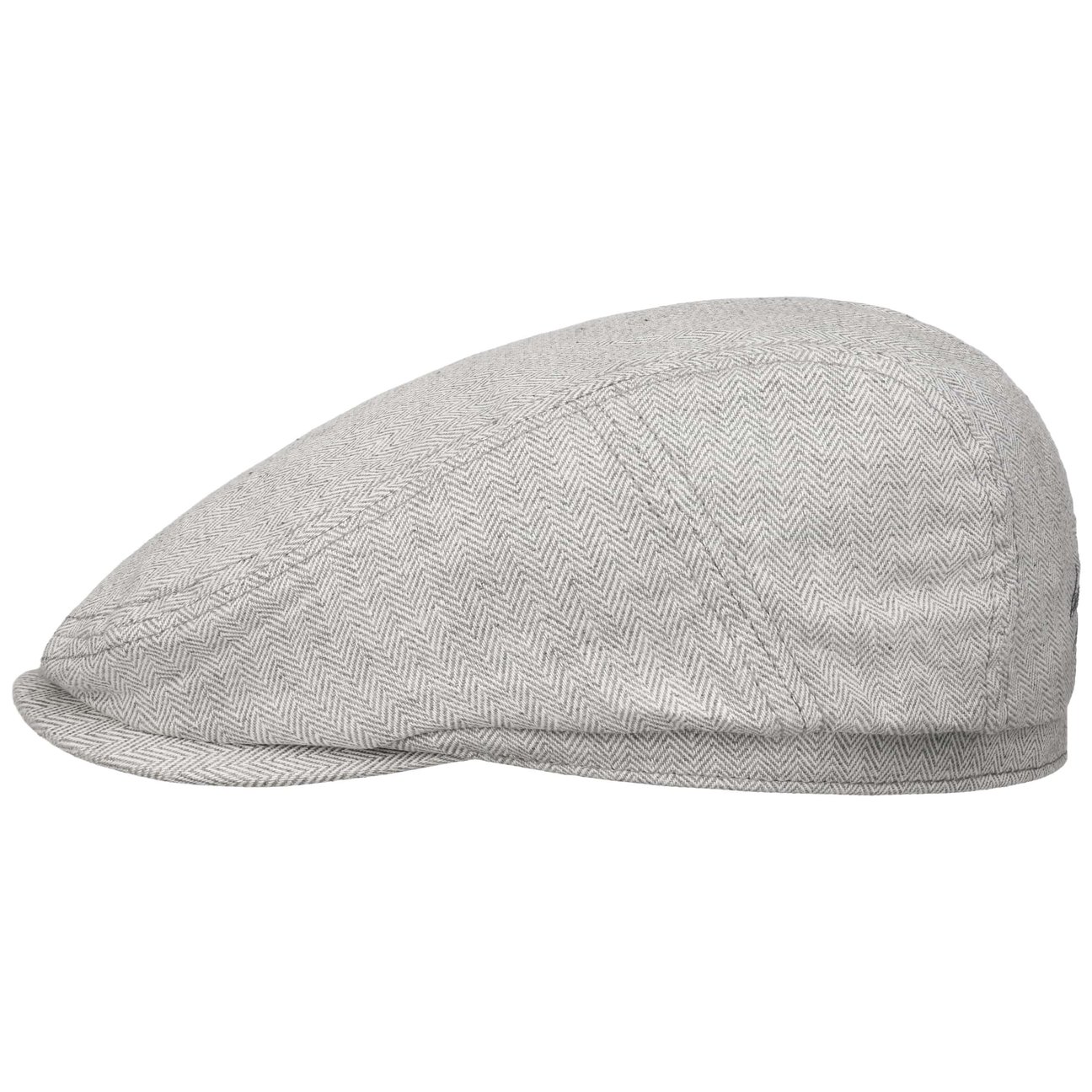 Bugatti Light Grey Summer Herringbone Flat Cap By