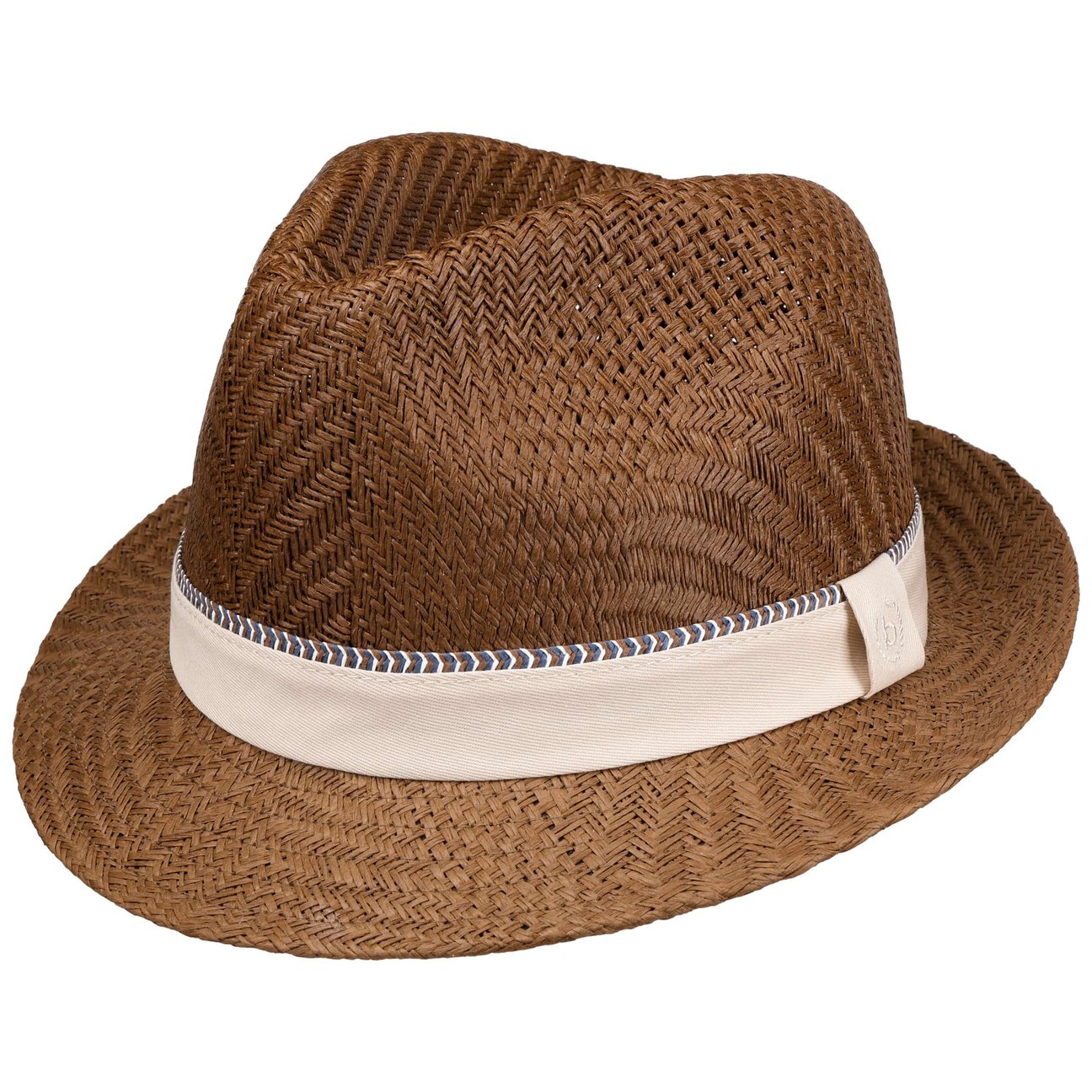 Bugatti Brown Revik Straw Trilby Hat By