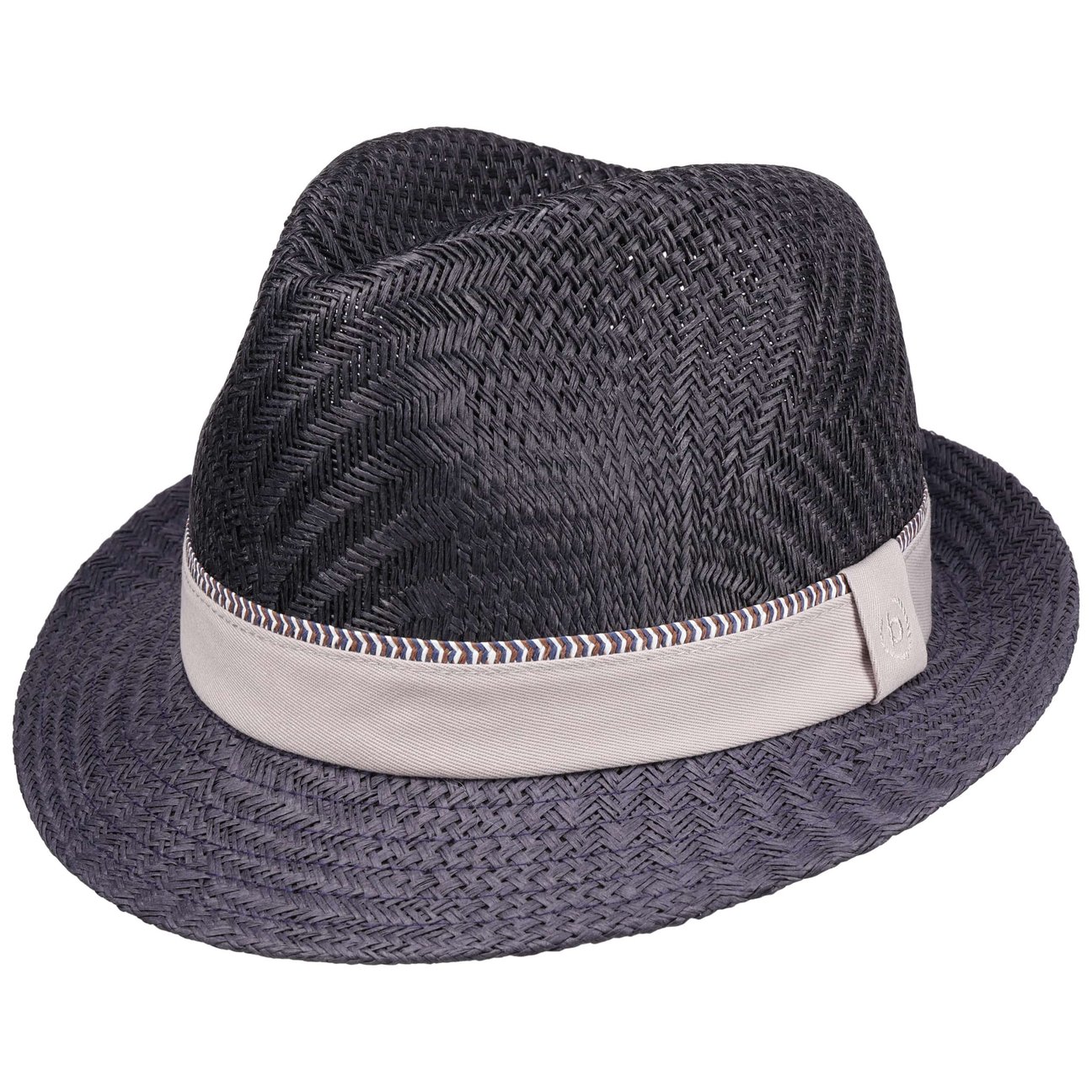 Bugatti Navy Revik Straw Trilby Hat By