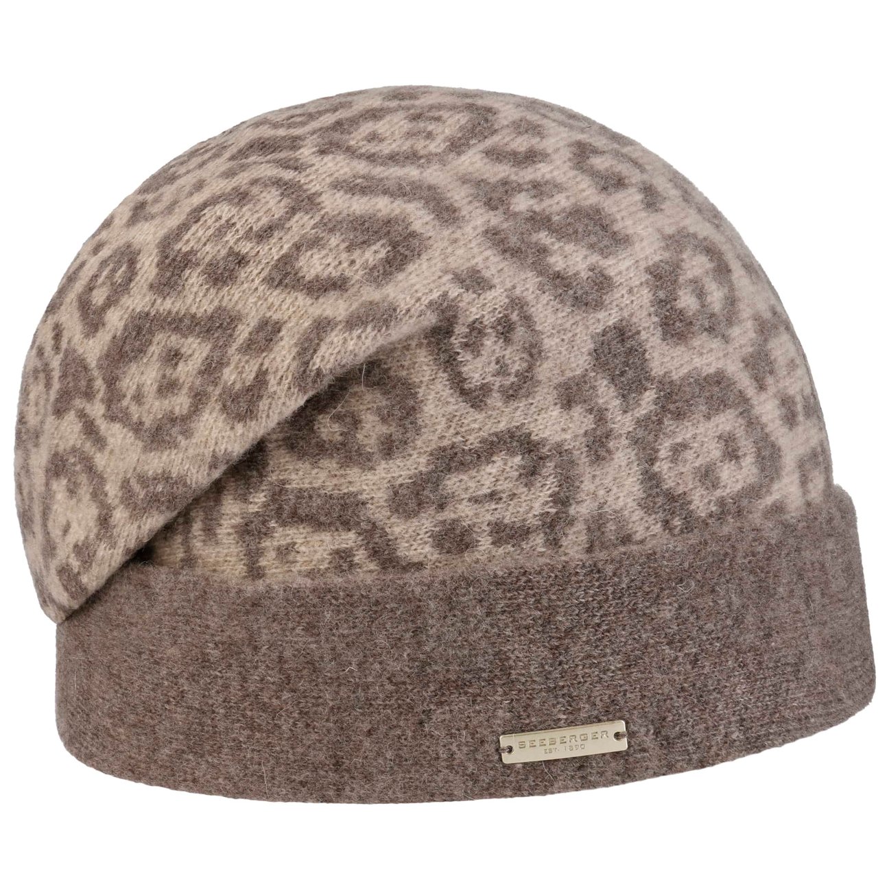 Seeberger Women's Beige Namara Leo Milled Wool Beanie Hat By