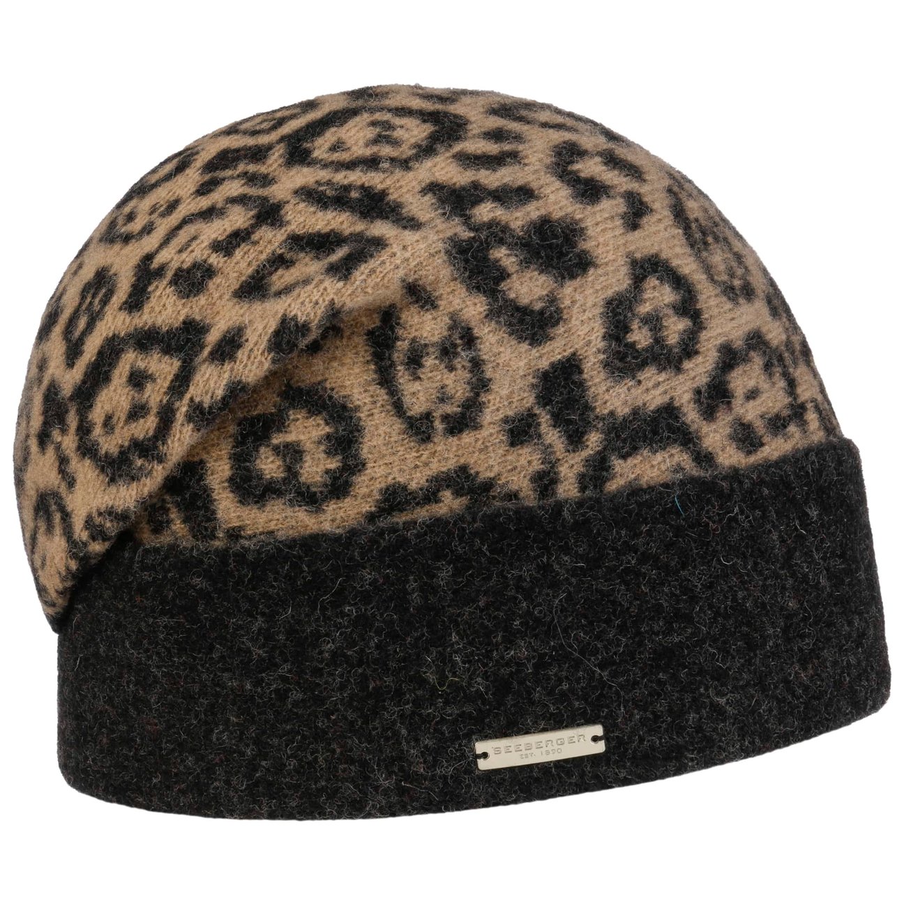 Seeberger Women's Anthracite Namara Leo Milled Wool Beanie Hat By