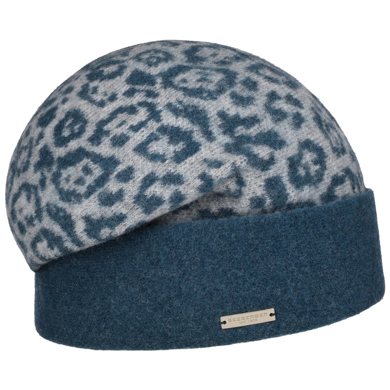 Seeberger Women's Blue Namara Leo Milled Wool Beanie Hat By