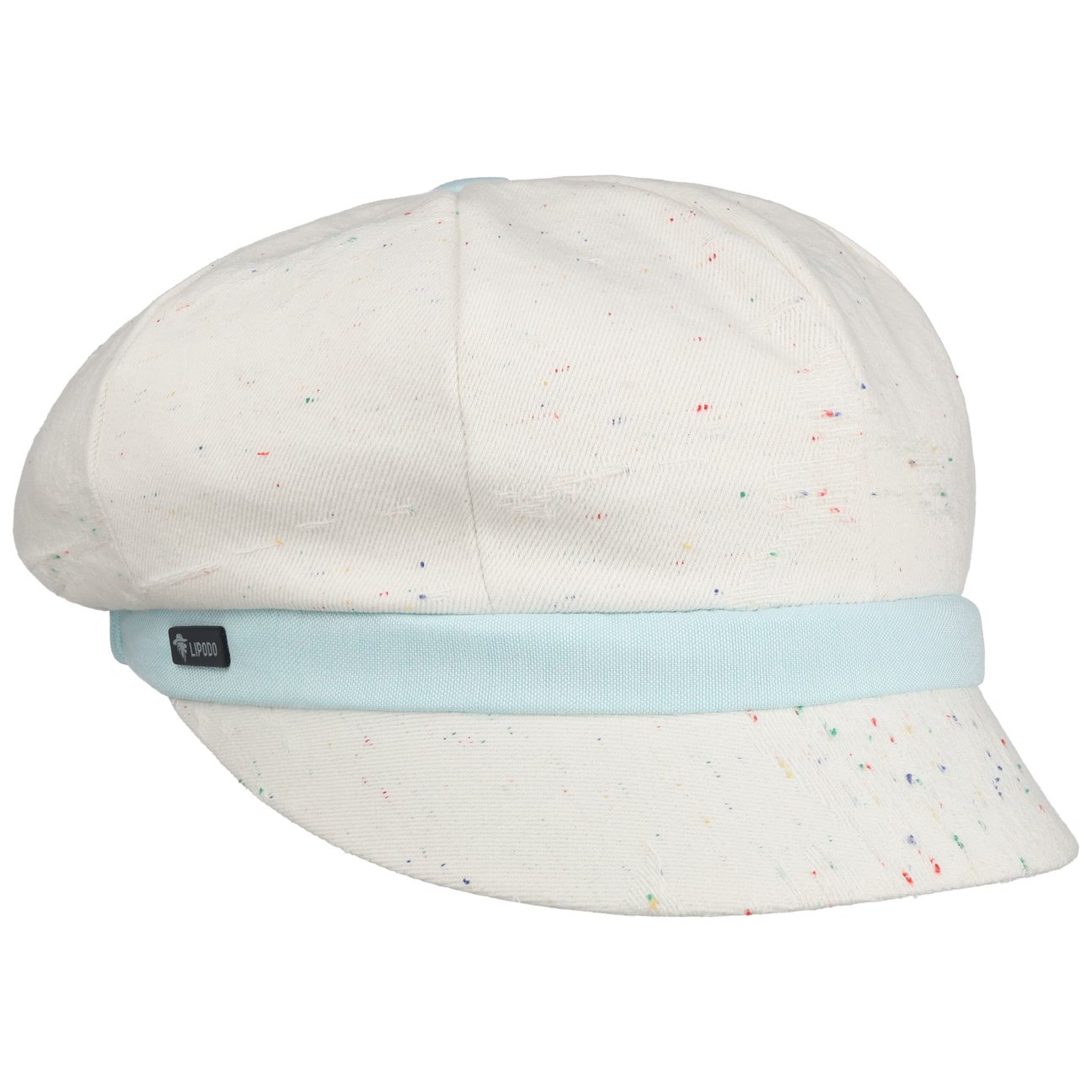 Lipodo Girls White-Blue Mini Colour Dots Newsboy Cap By