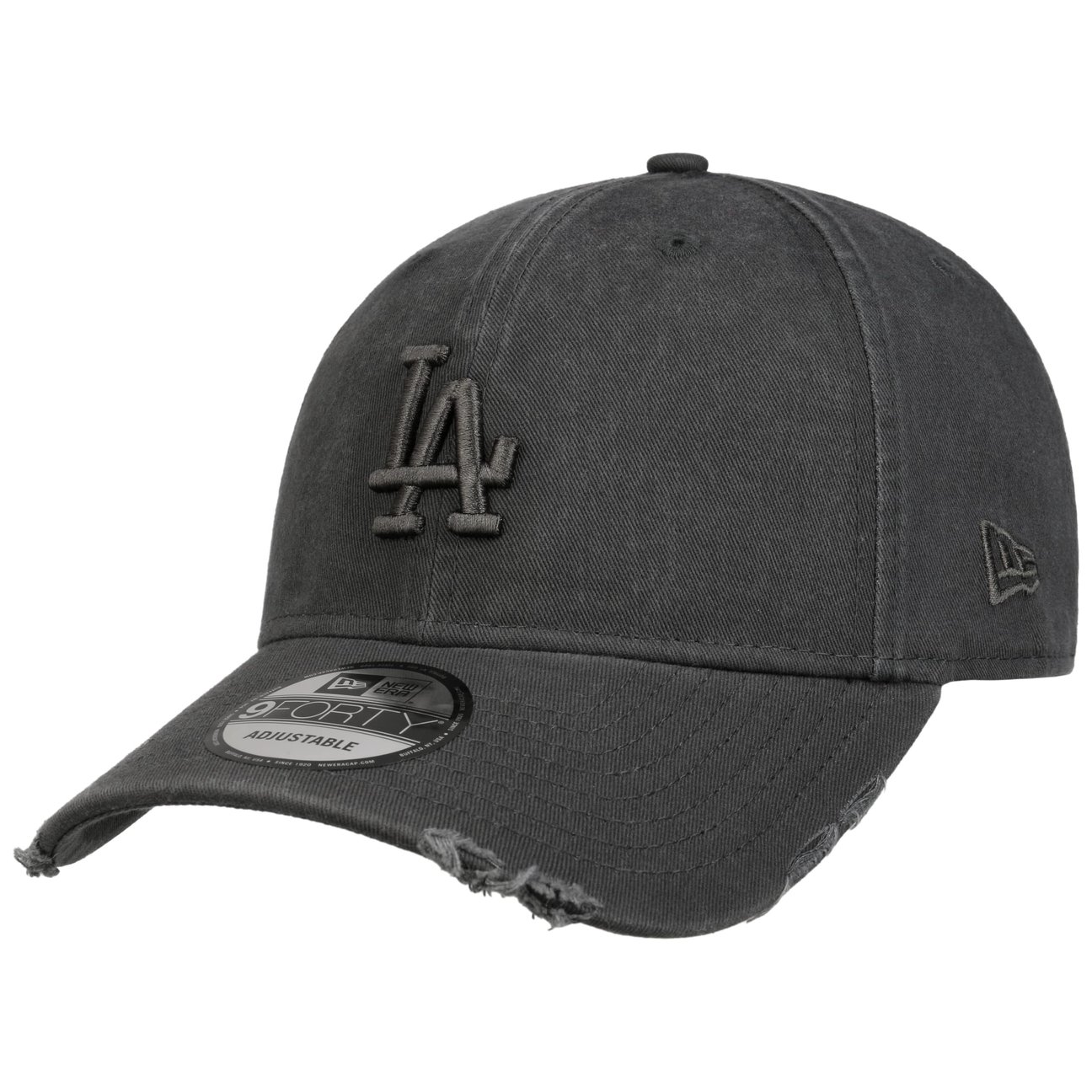 New Era Men's Anthracite 9Forty Distressed Dodgers Cap By