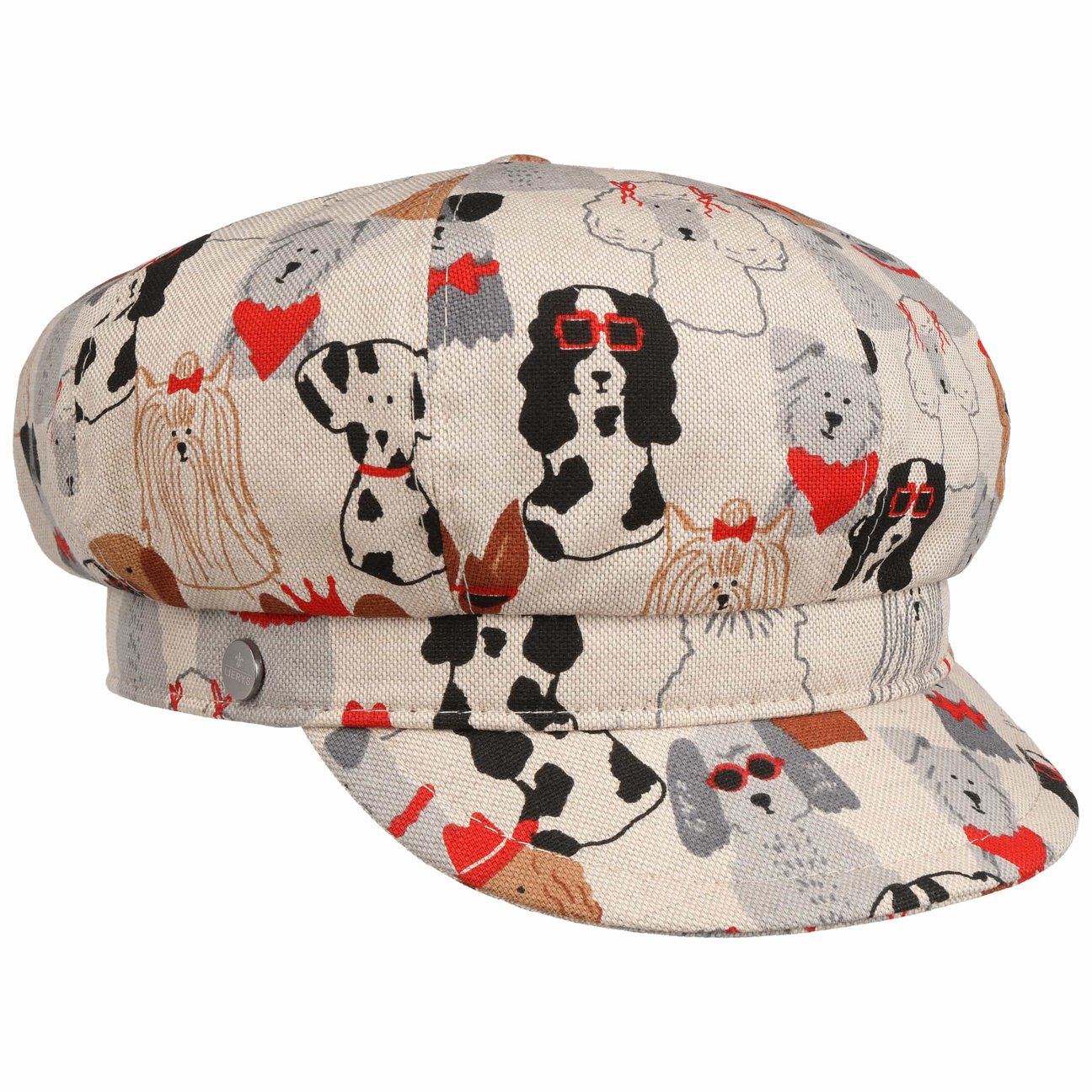 Lierys Women's Beige Allover Dogs Newsboy Cap By