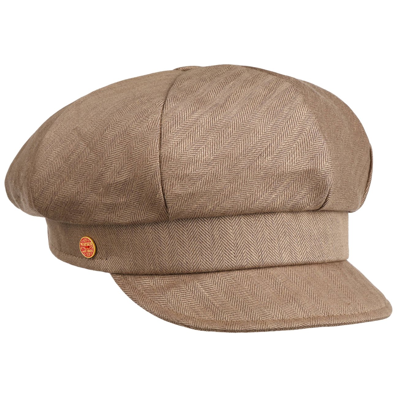 Mayser Women's Beige Anja Herringbone Linen Newsboy Cap By