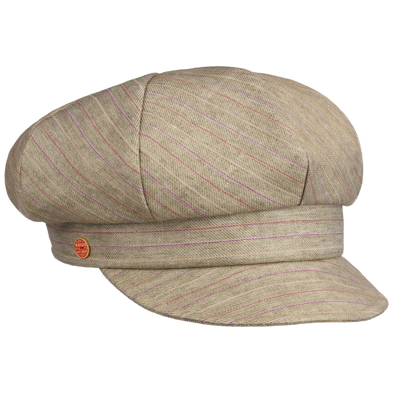 Mayser Girls Oatmeal Anja Stripes Linen Newsboy Cap By