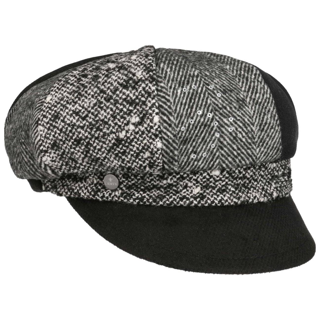 Lierys Women's Black-Grey Malbo Patchwork Newsboy Cap By