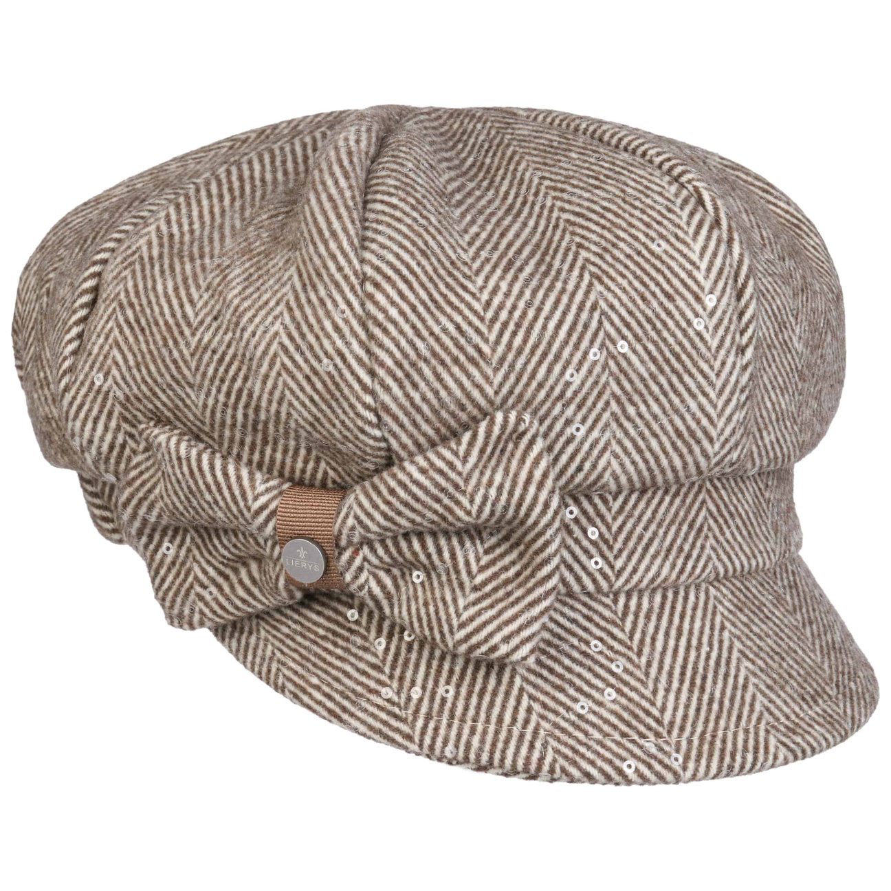 Lierys Women's Beige Vallera Newsboy Cap With Sequins By