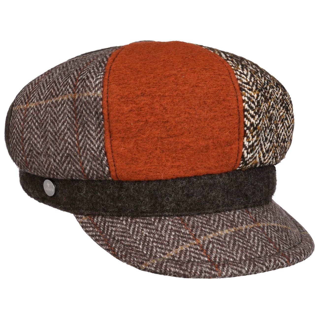 Lierys Women's Brown Patchwork Wool Newsboy Cap By