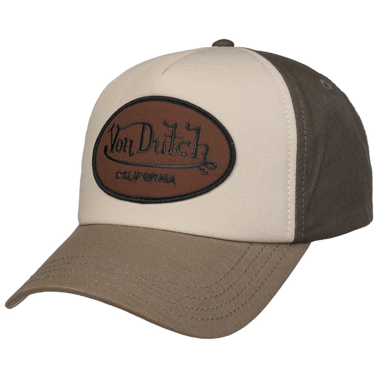 Von Dutch Men's Beige Marron Trucker Cap By