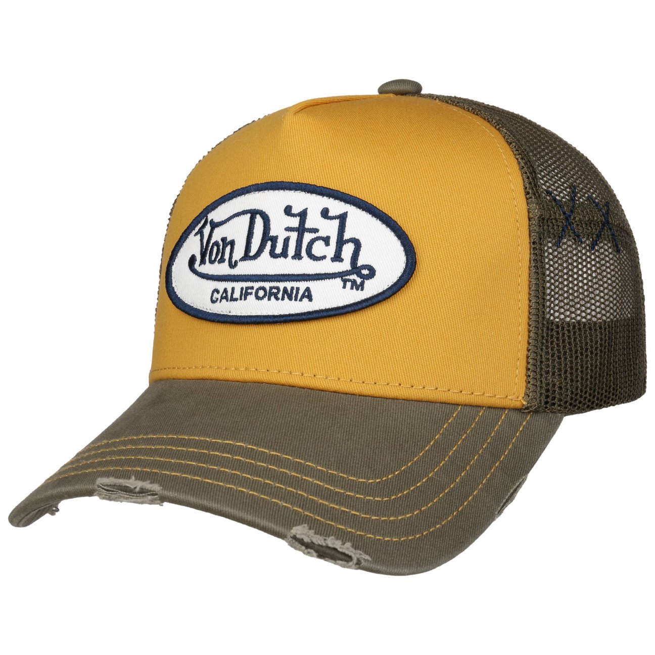 Von Dutch Men's Khaki Distressed Xx Trucker Cap By