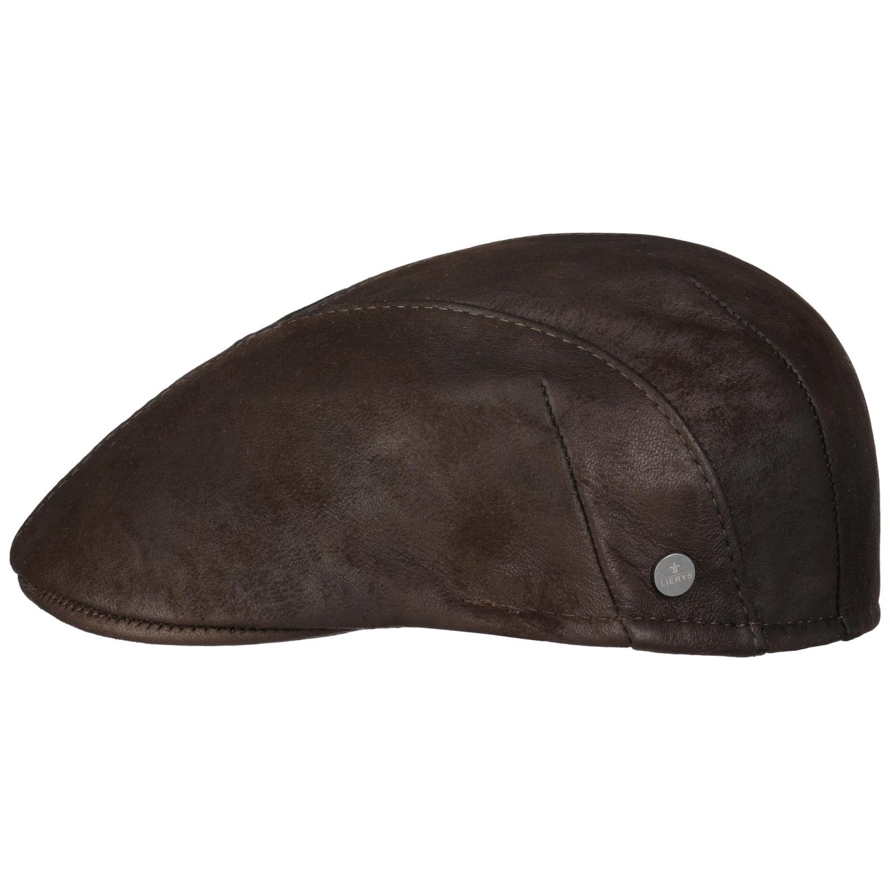 Brown Trentham Leather Flat Cap By Lierys