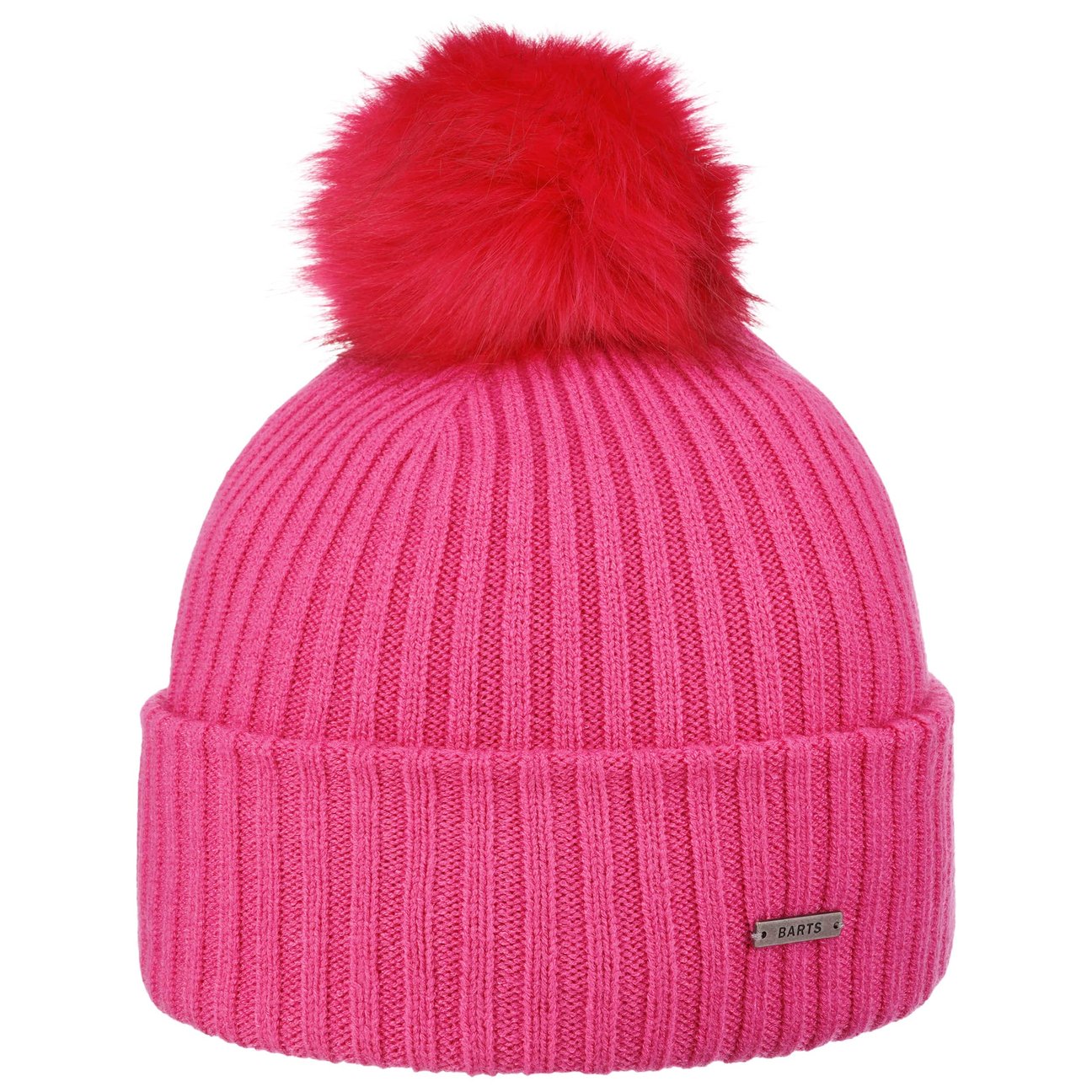 Barts Kenzie Fine Knit Bobble Hat for Women in Pink with Faux Fur Pom, One Size - Image 4