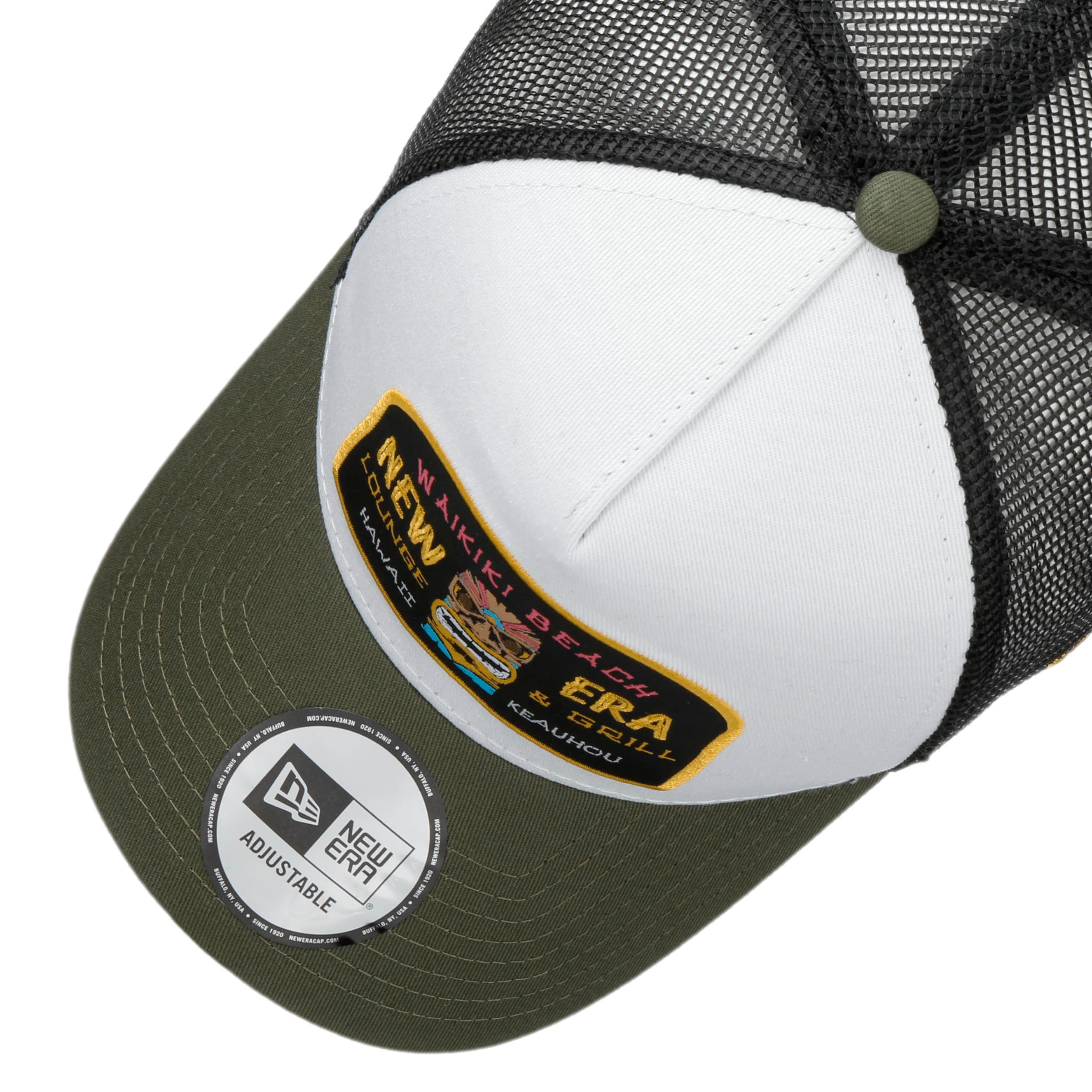 Casquette Trucker New Era Waikiki Beach - Blanc Olive, Réglable, Mesh - Style A-Frame, Broderie Chicago Bulls
