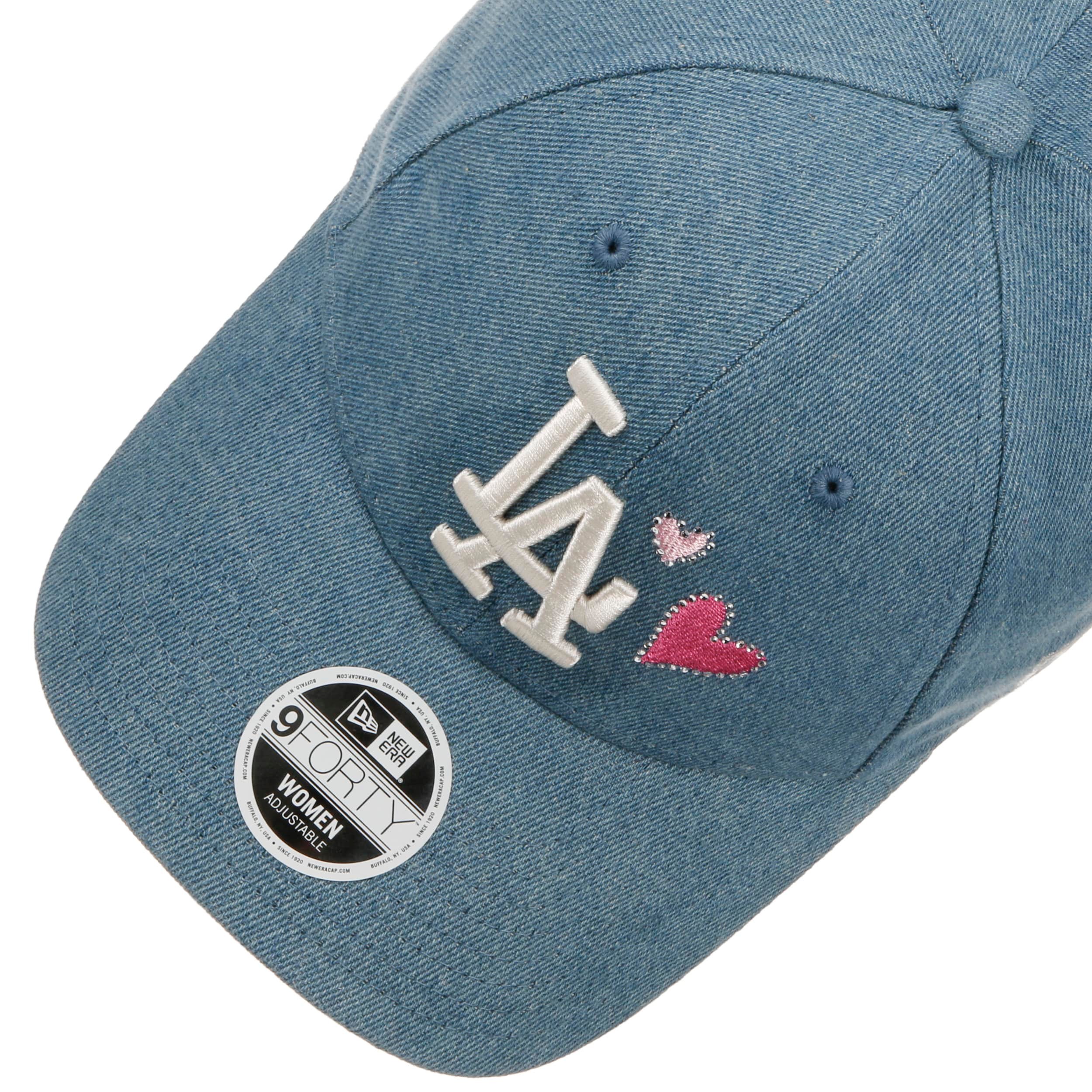 Boné Curvo Preto Ajustável Para Mulheres 9FORTY Sequin Denim Da Los Angeles Dodgers Mlb Da New Era
