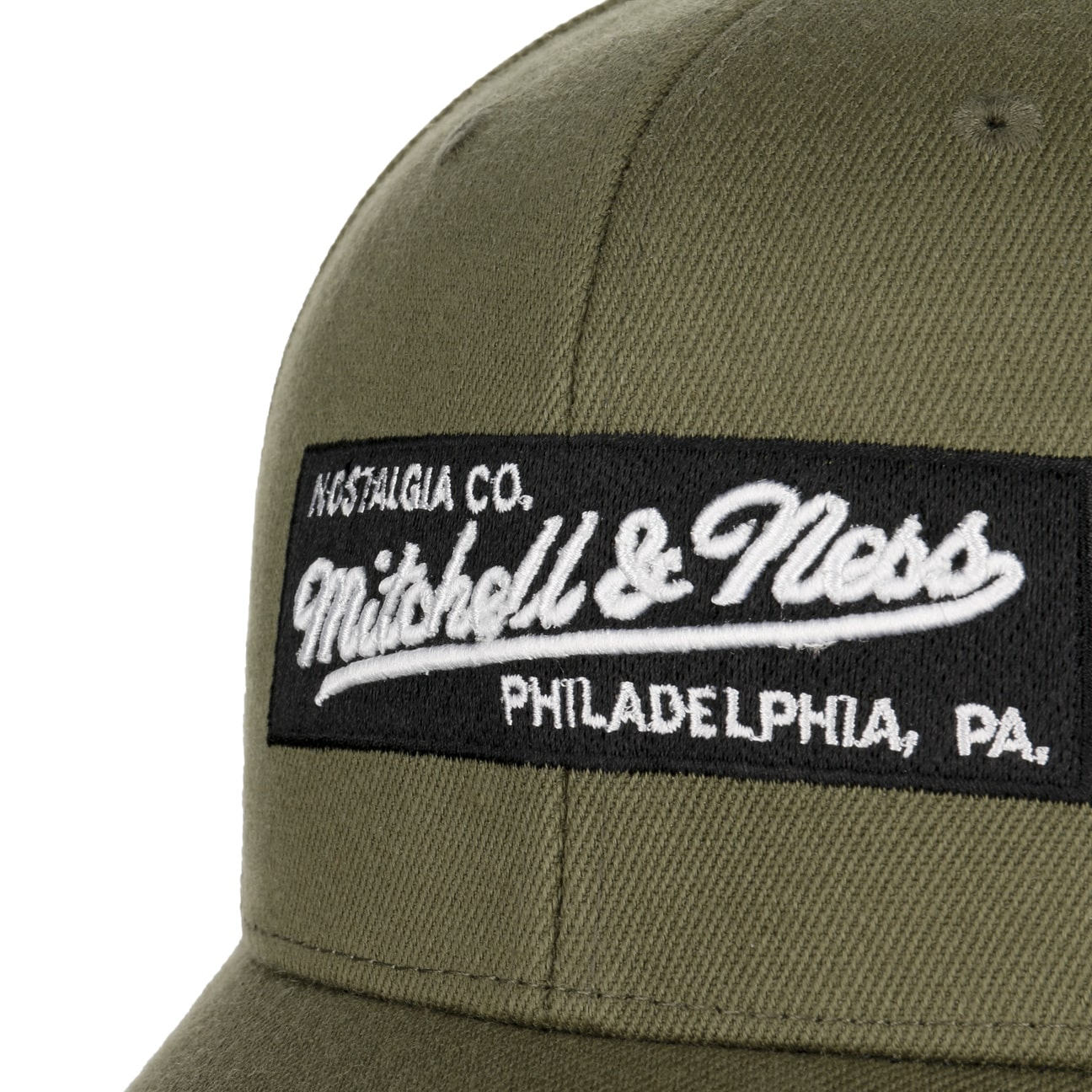 Mitchell & Ness box logo snapback cap in olive