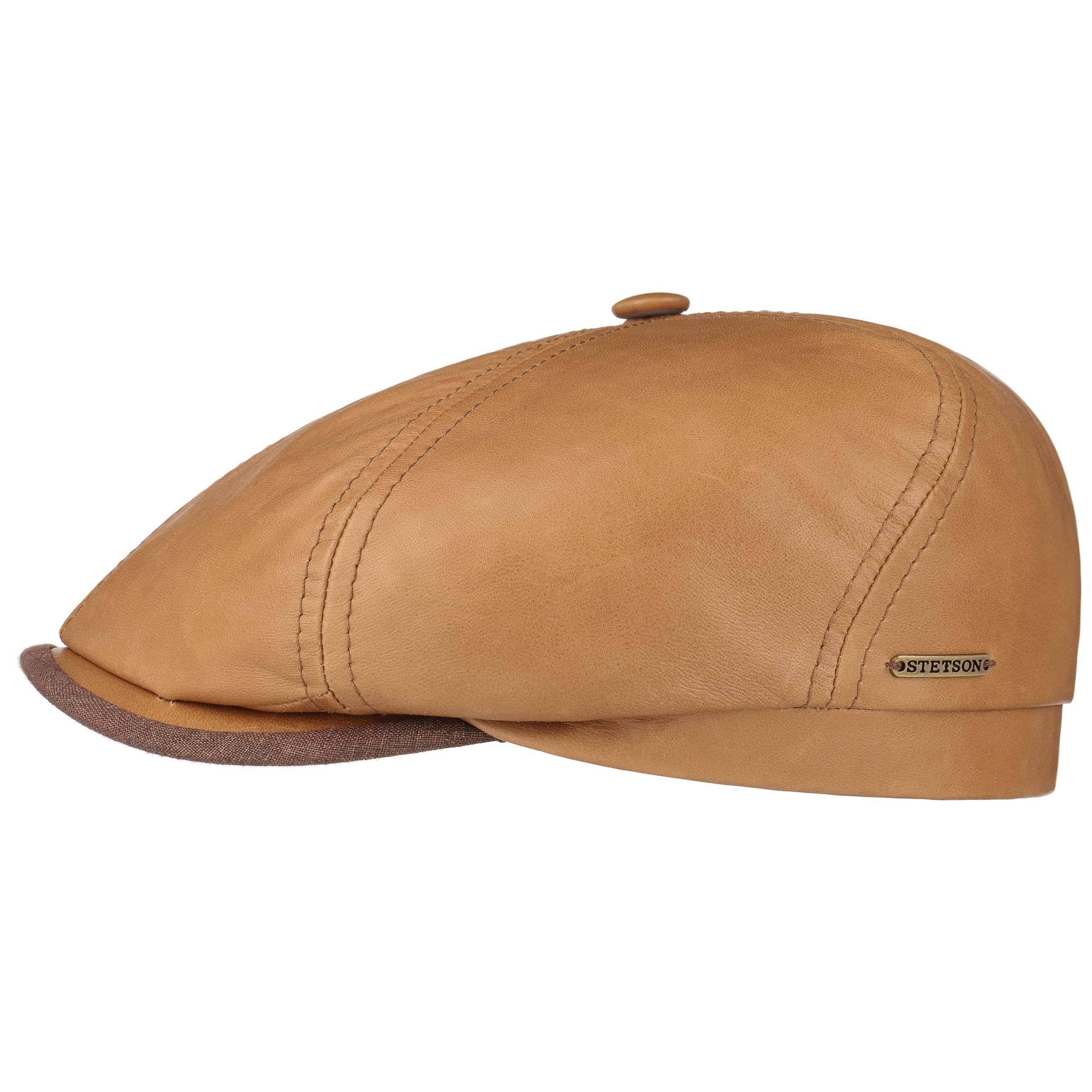 Brooklin 6 Panel Leather Flat Cap by Stetson - 159,00