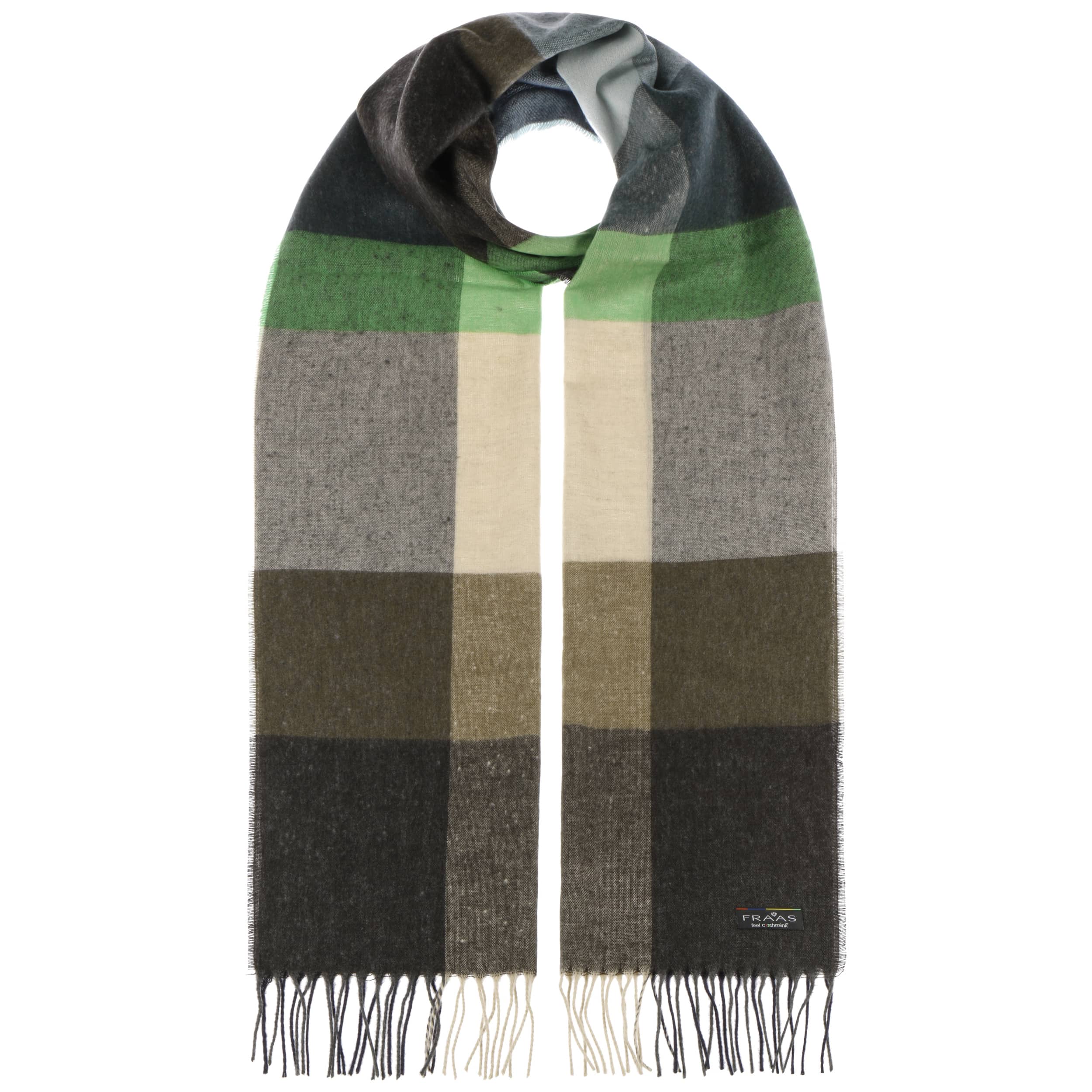 Cashmink Big Check Fringed Scarf by Fraas