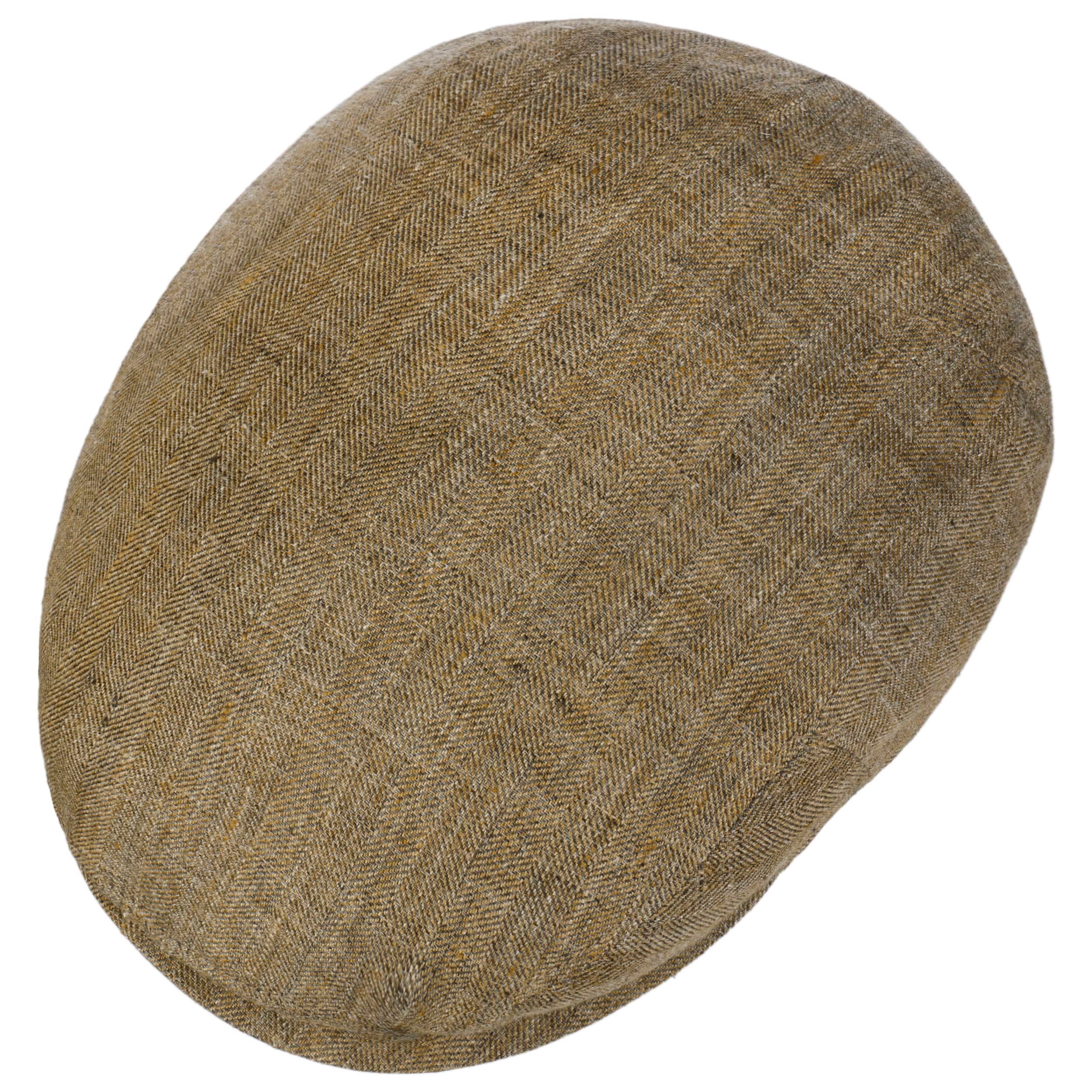 Lierys Carrick Pet Heren - Made in Italy wollen cap flat hat met klep voering voor Herfst/Winter - 61 cm bruin