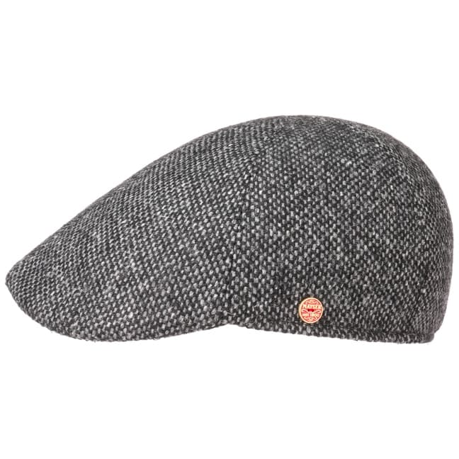 black tweed flat cap