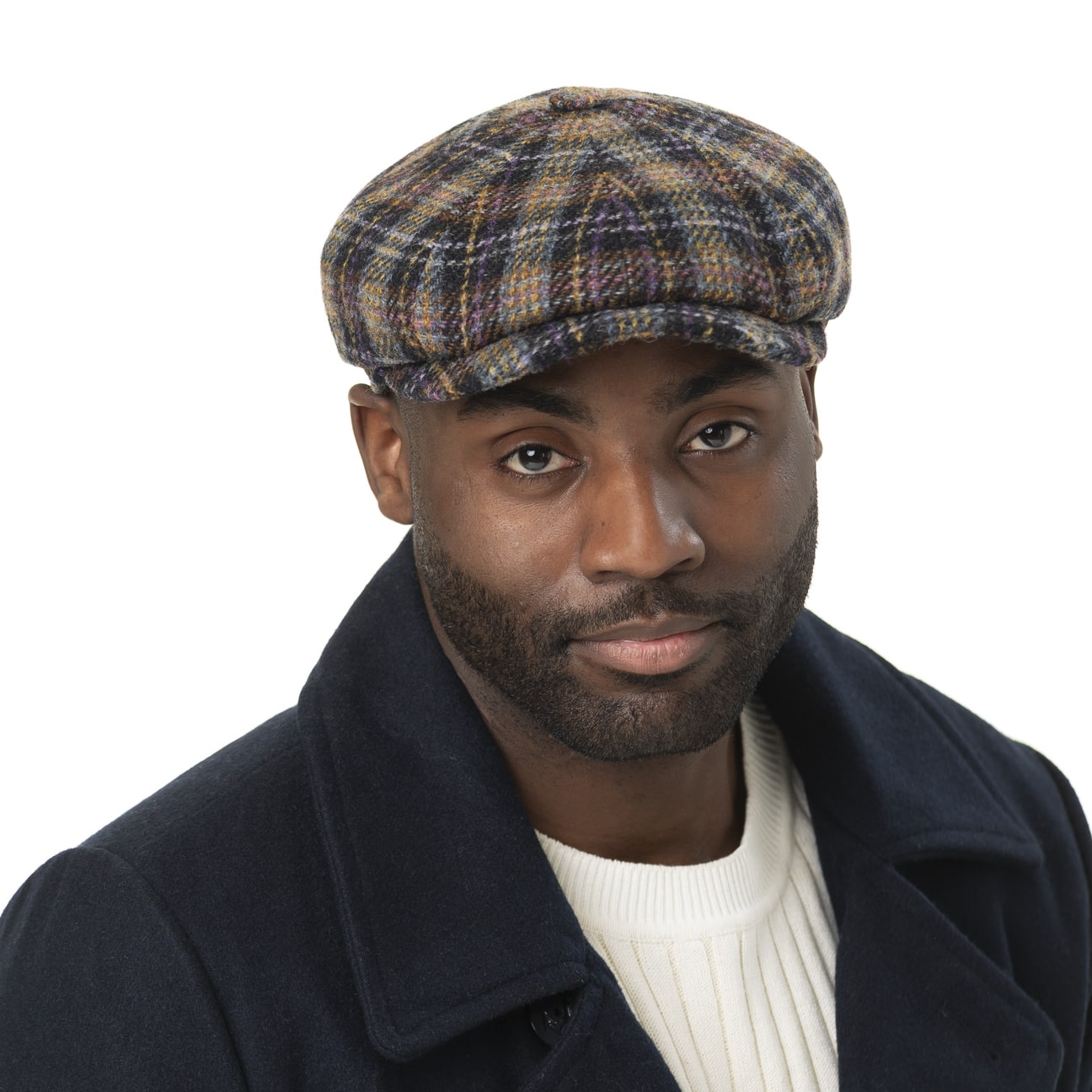 Hatteras Check Harris Tweed Flat Cap by Stetson
