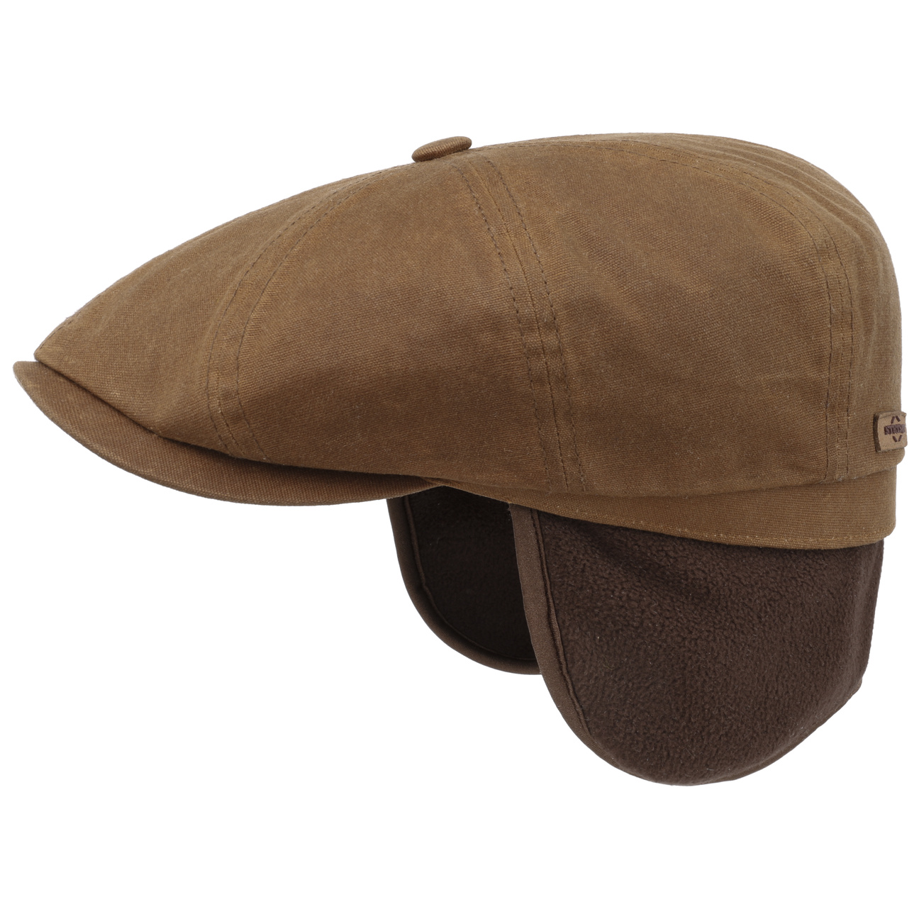 Hatteras Wax Flat Cap with Ear Flaps by Stetson -- decoding=