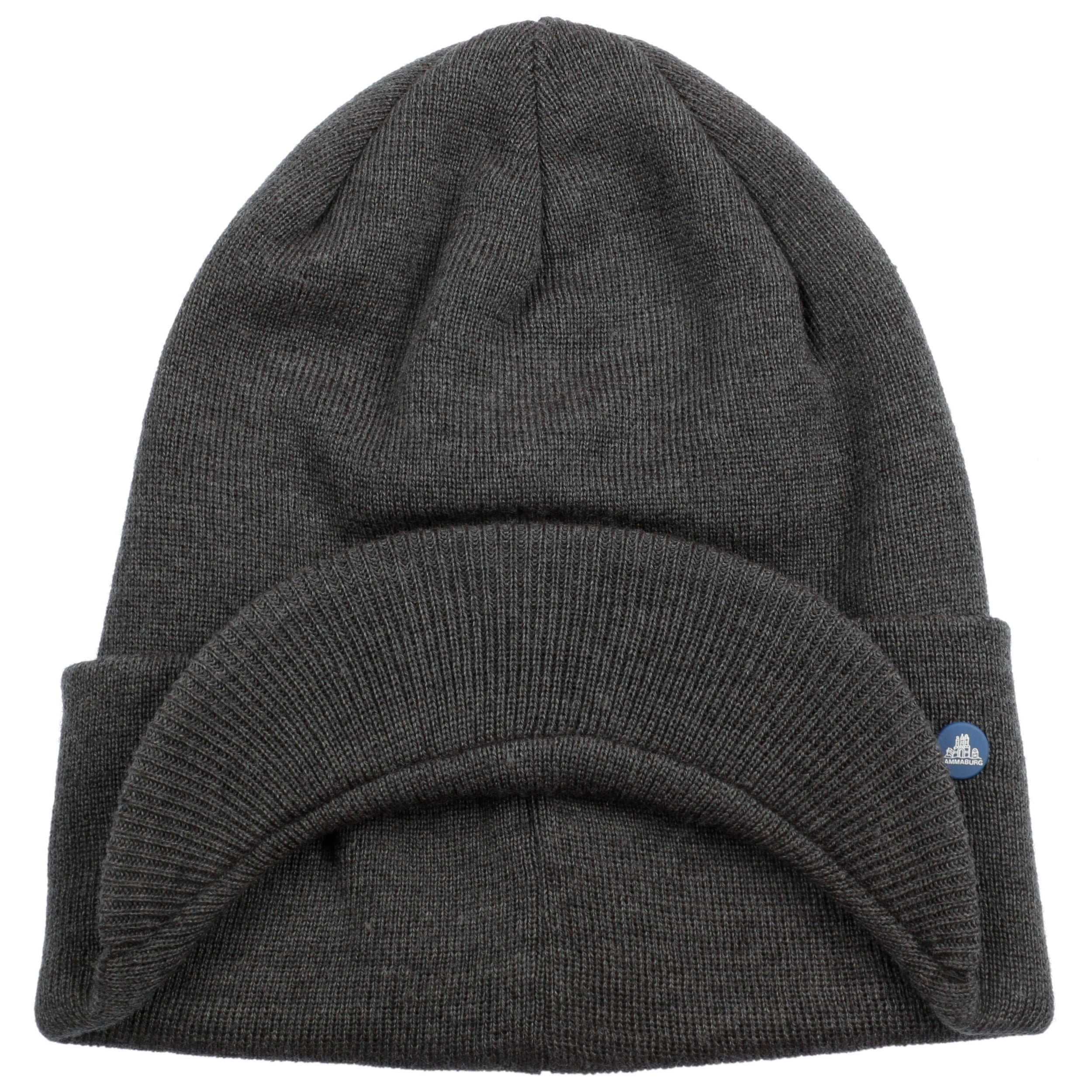 Knit Beanie with Peak by Hammaburg Col. Dark Grey, Size One Size