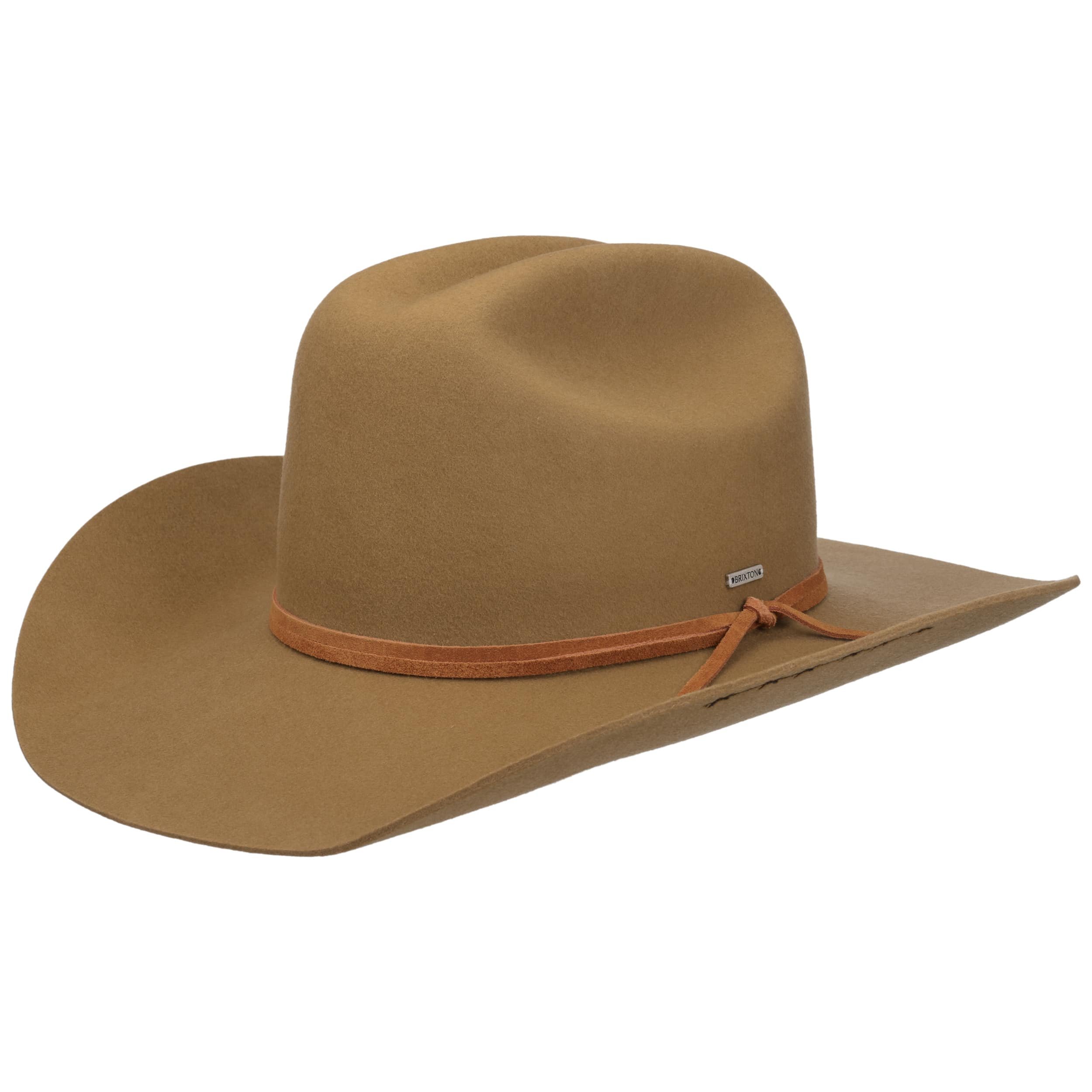Brixton Wool Felt Ribbon Trim Wide Brim Floppy Western Hat Brown Tan Neutral XS Laredo Branded Wool Felt Cowboy Hat – Village Hat Shop main image 3