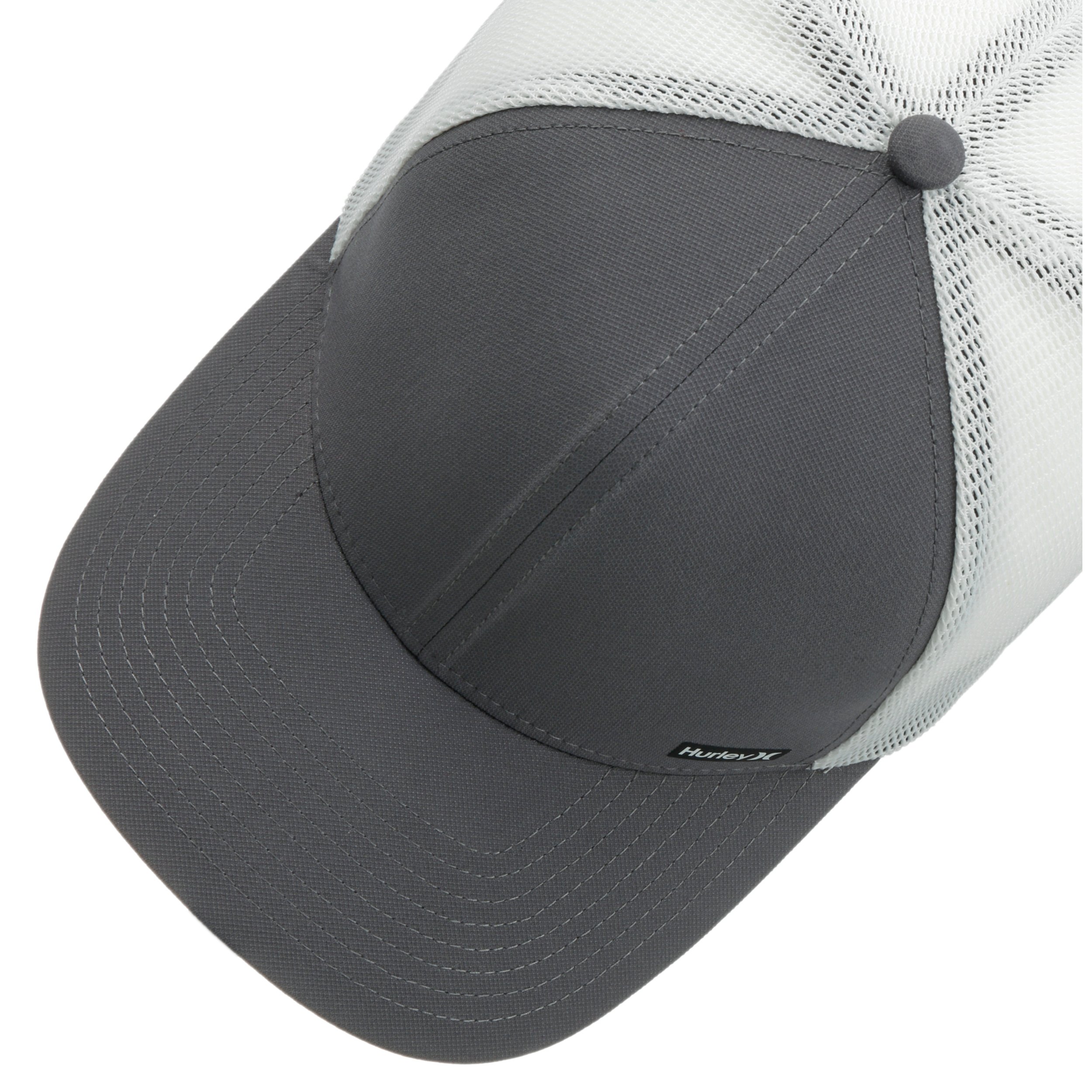 Hurley Men's Mission Fitted Trucker Hat - Curved Brim, Mesh Back, Dark Grey, Size Medium