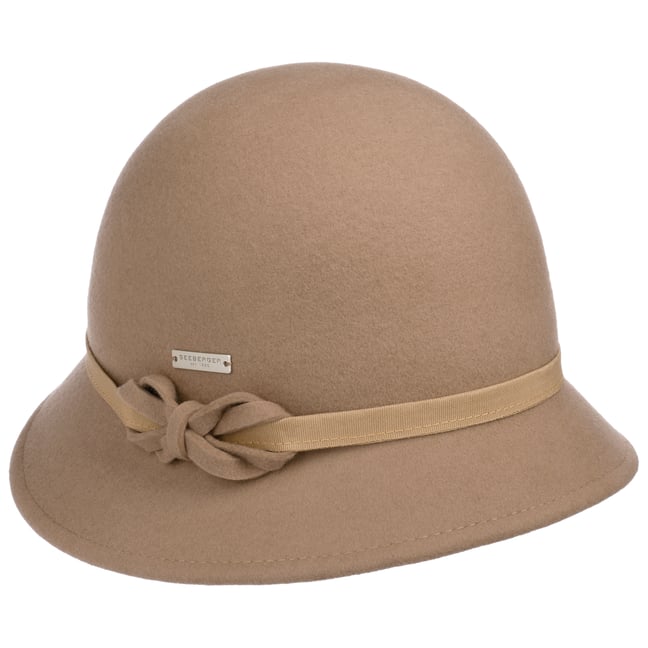 Leslita Felt Cloche Hat by Seeberger Col. Beige, Size One Size