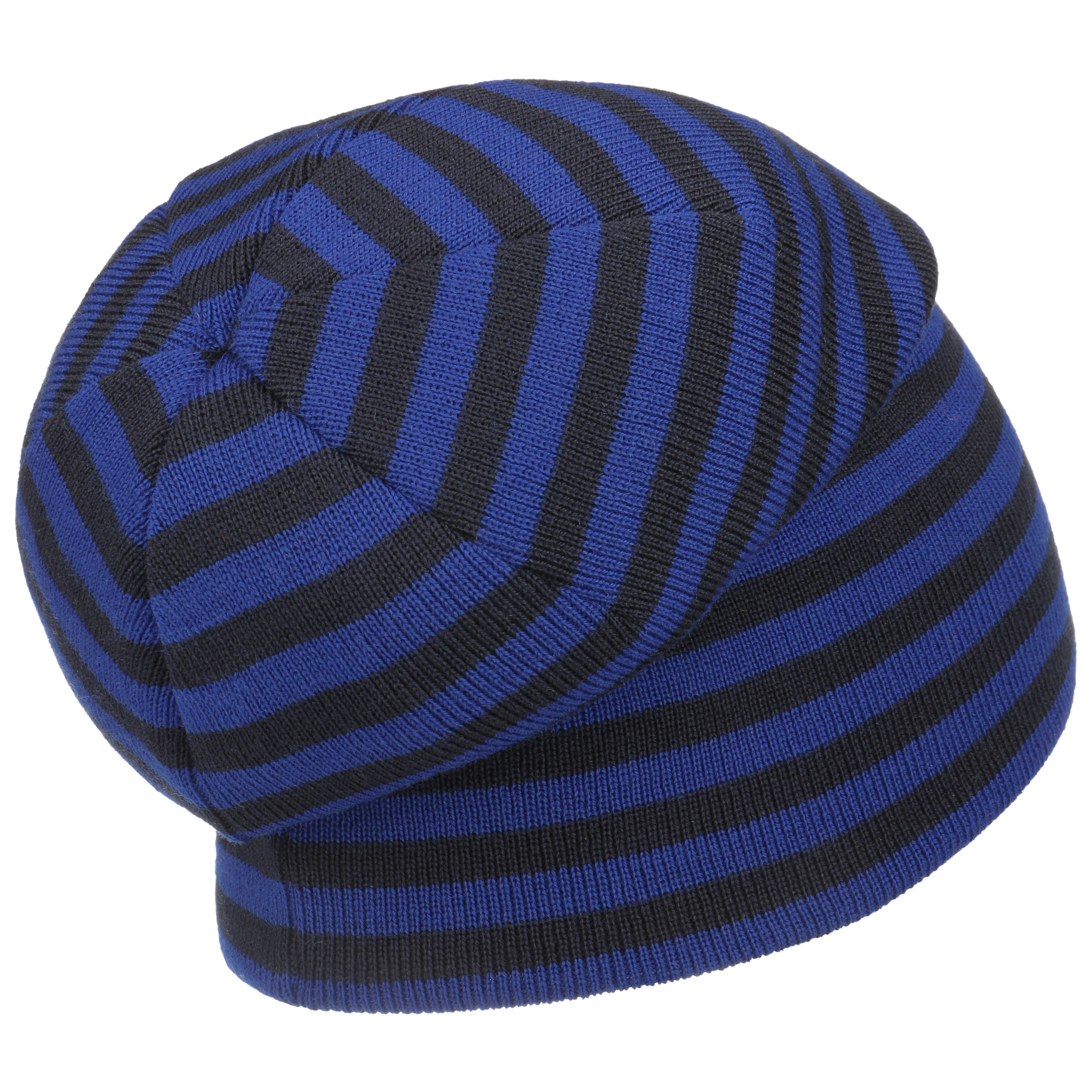 blue striped beanie