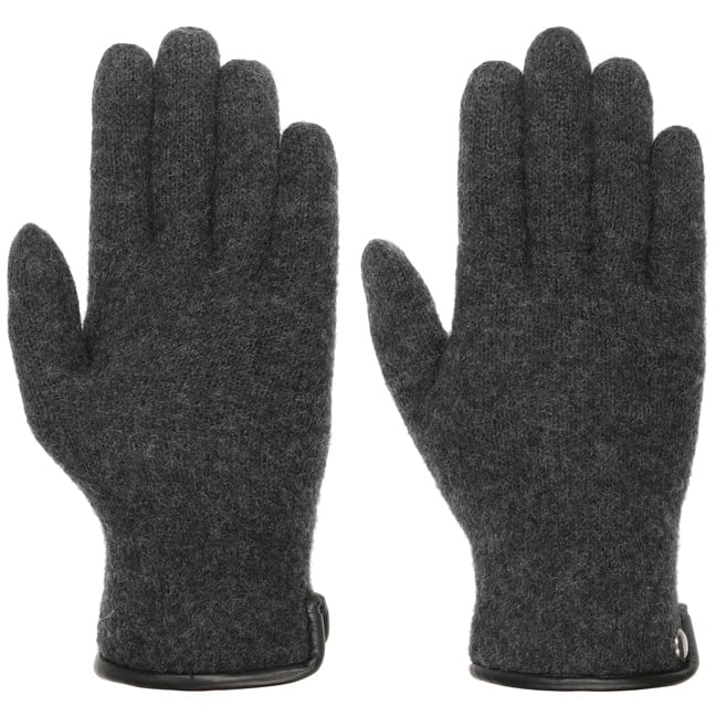 Milled Wool Gloves With Leather by Roeckl