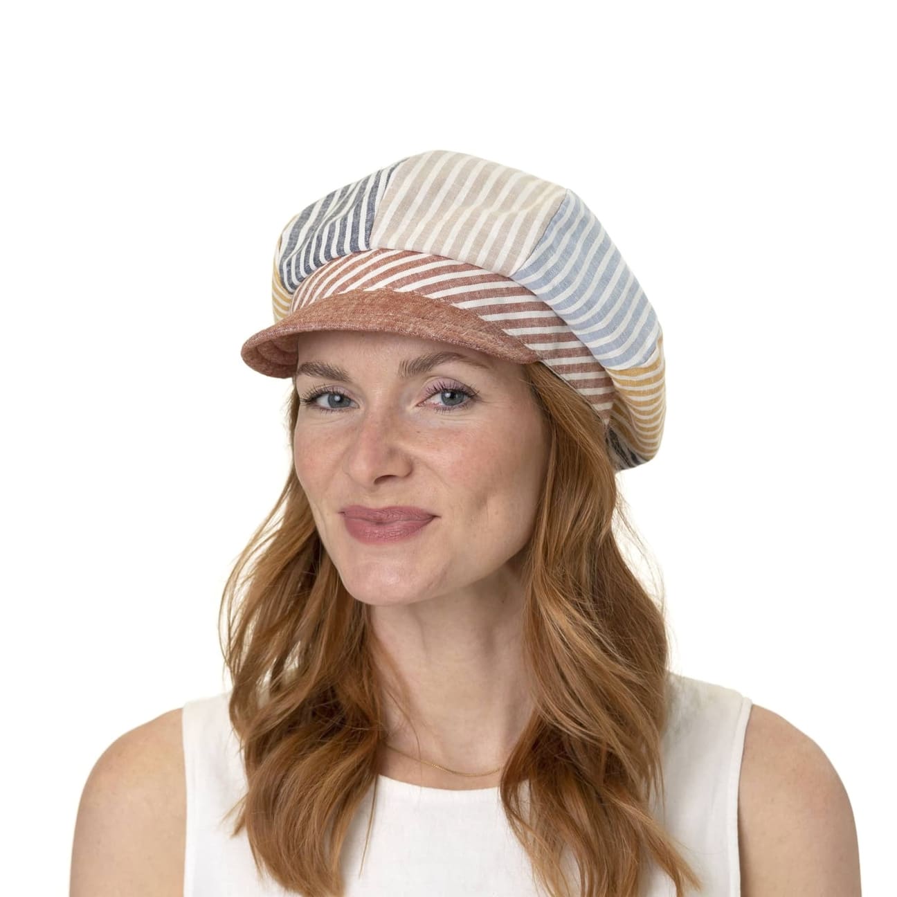Christina Aguilera White Hat Lipodo Colour Stitches Newsboy Cap