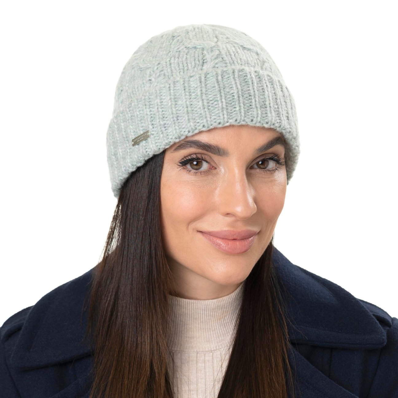 Silja Cuffed Beanie by Seeberger Col. Mint Green, Size One Size