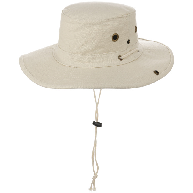 wide brim hat with chin strap