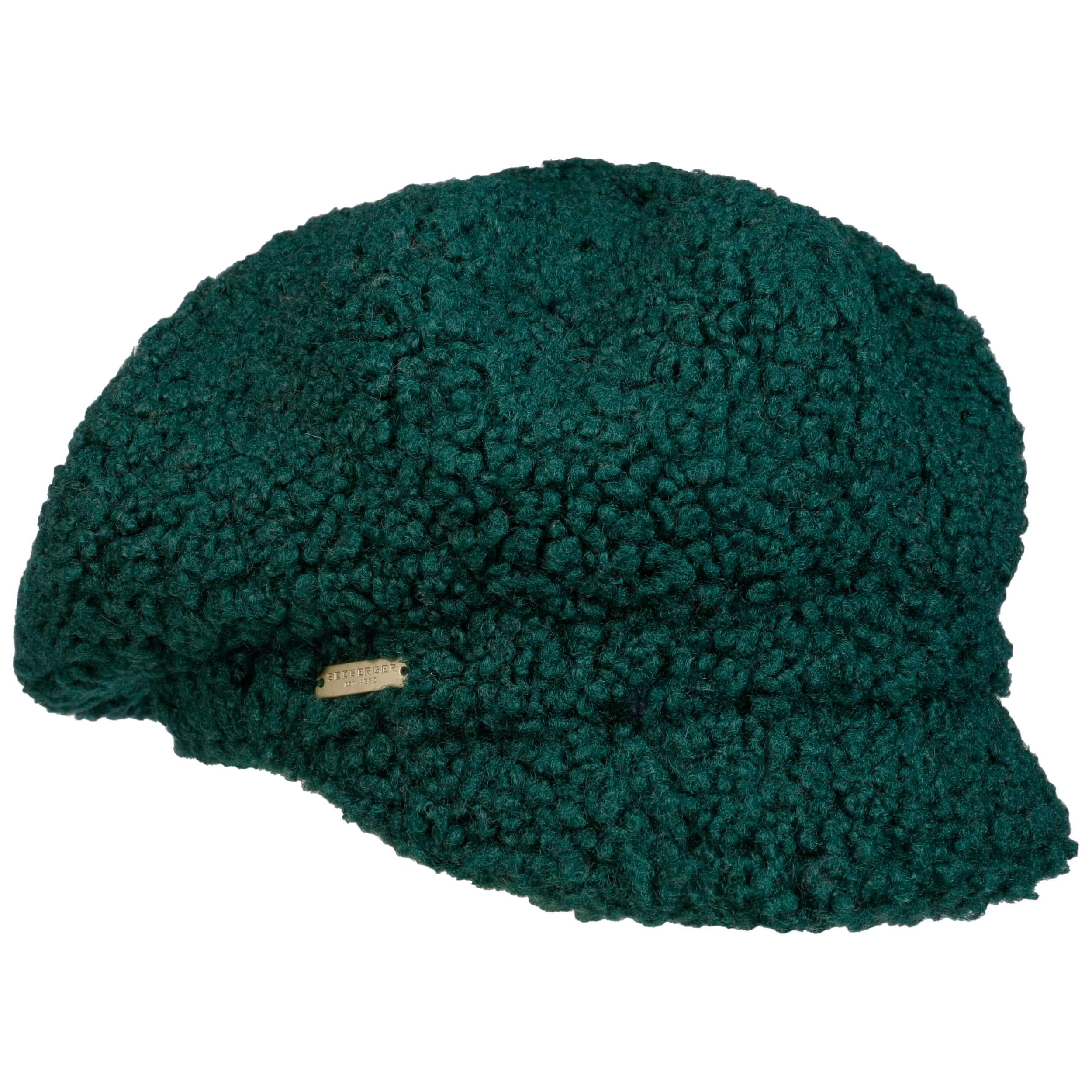 Seeberger Teddy Fur Newsboy Pet Dames - wintercap cap baker boy met klep voering voor Herfst/Winter - One Size olijfgroen